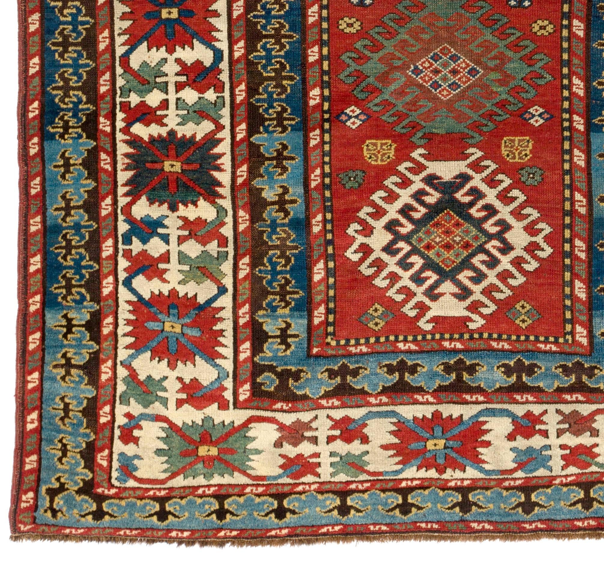 Wool Antique Caucasian Kazak Rug