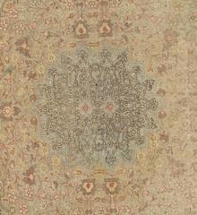 Silk and Metal Thread Round Turkish Rug, 19th Century