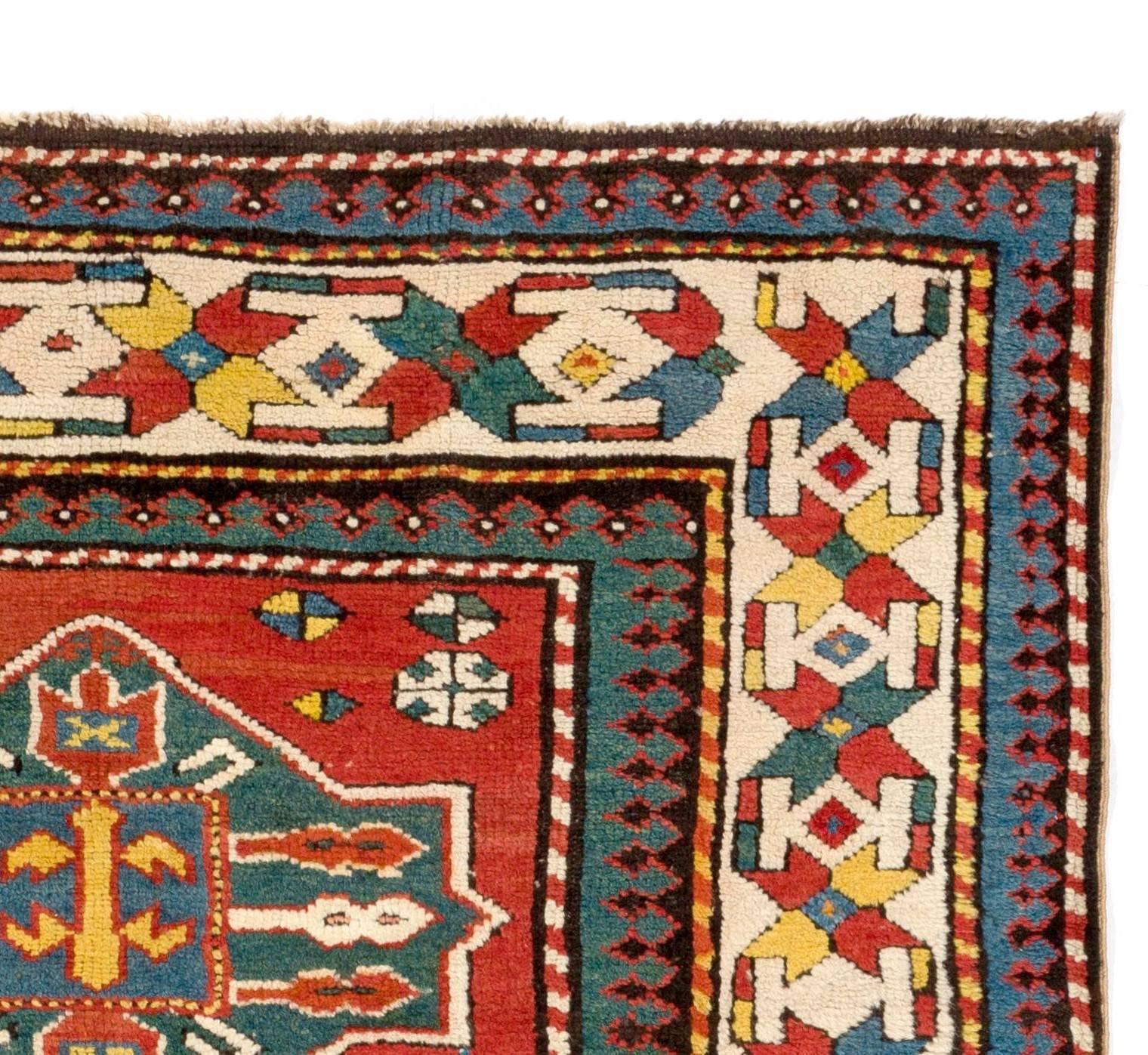 Hand-Knotted Antique Caucasian Armenian Kazak Rug