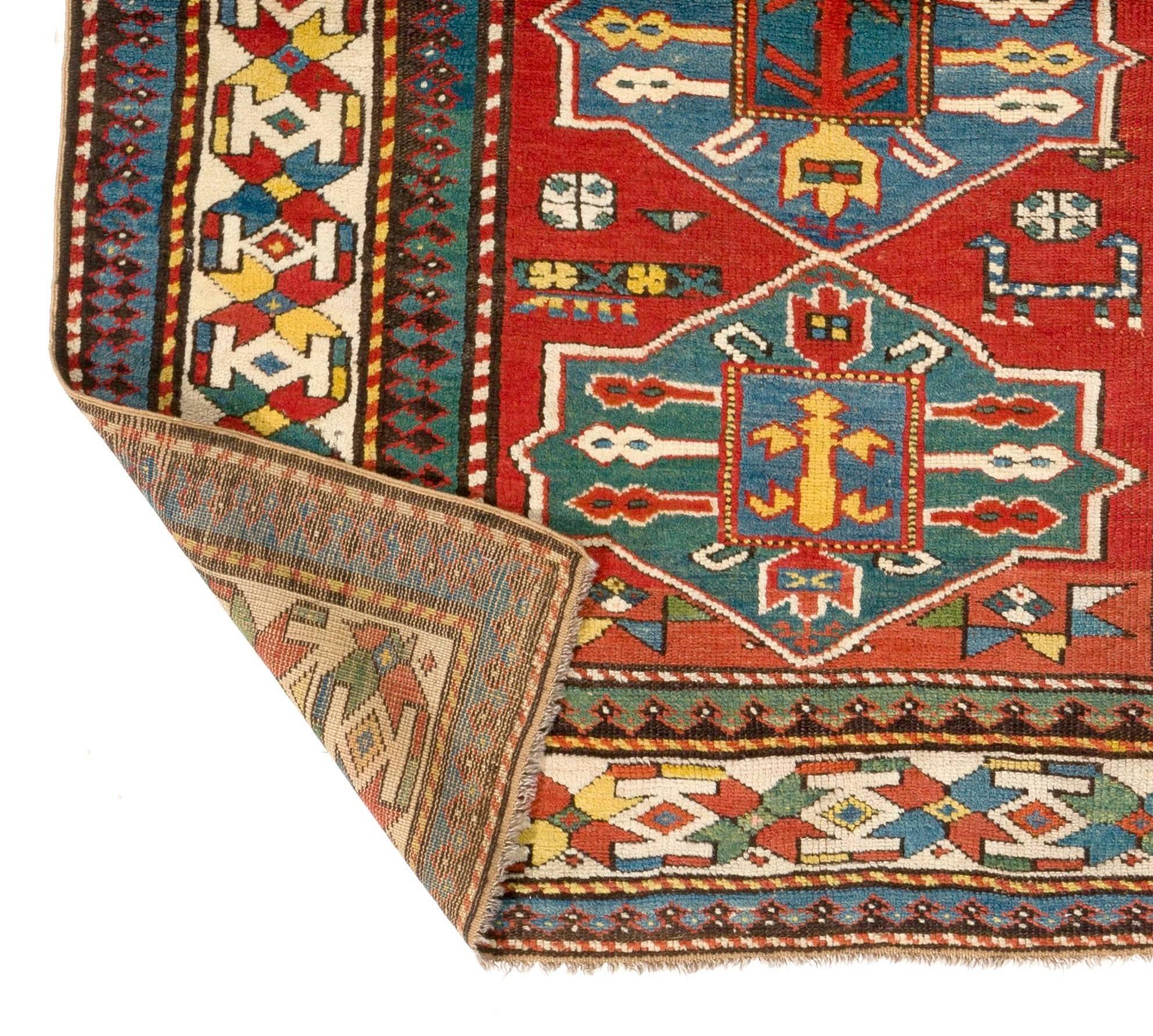 19th Century Antique Caucasian Armenian Kazak Rug