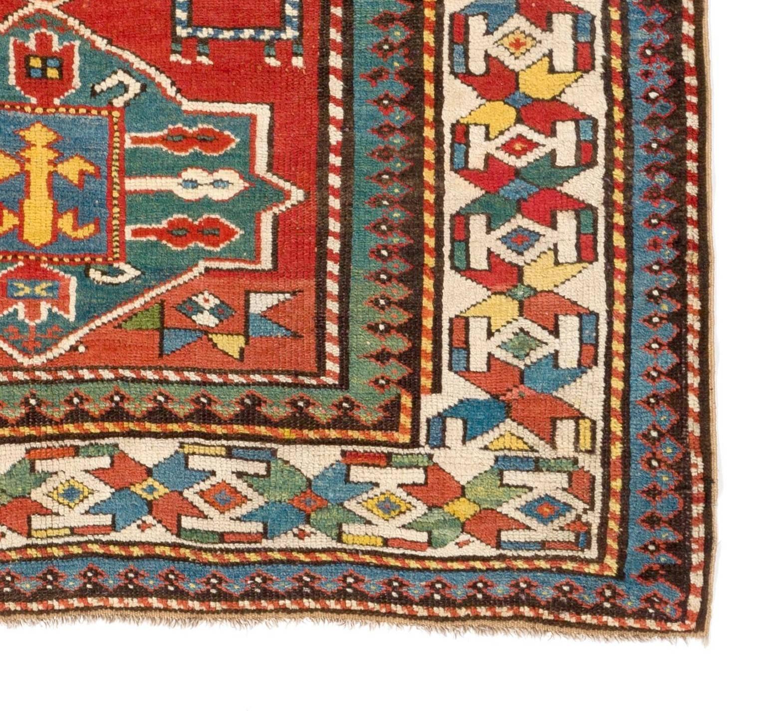 Antique Caucasian Armenian Kazak Rug In Excellent Condition In Philadelphia, PA
