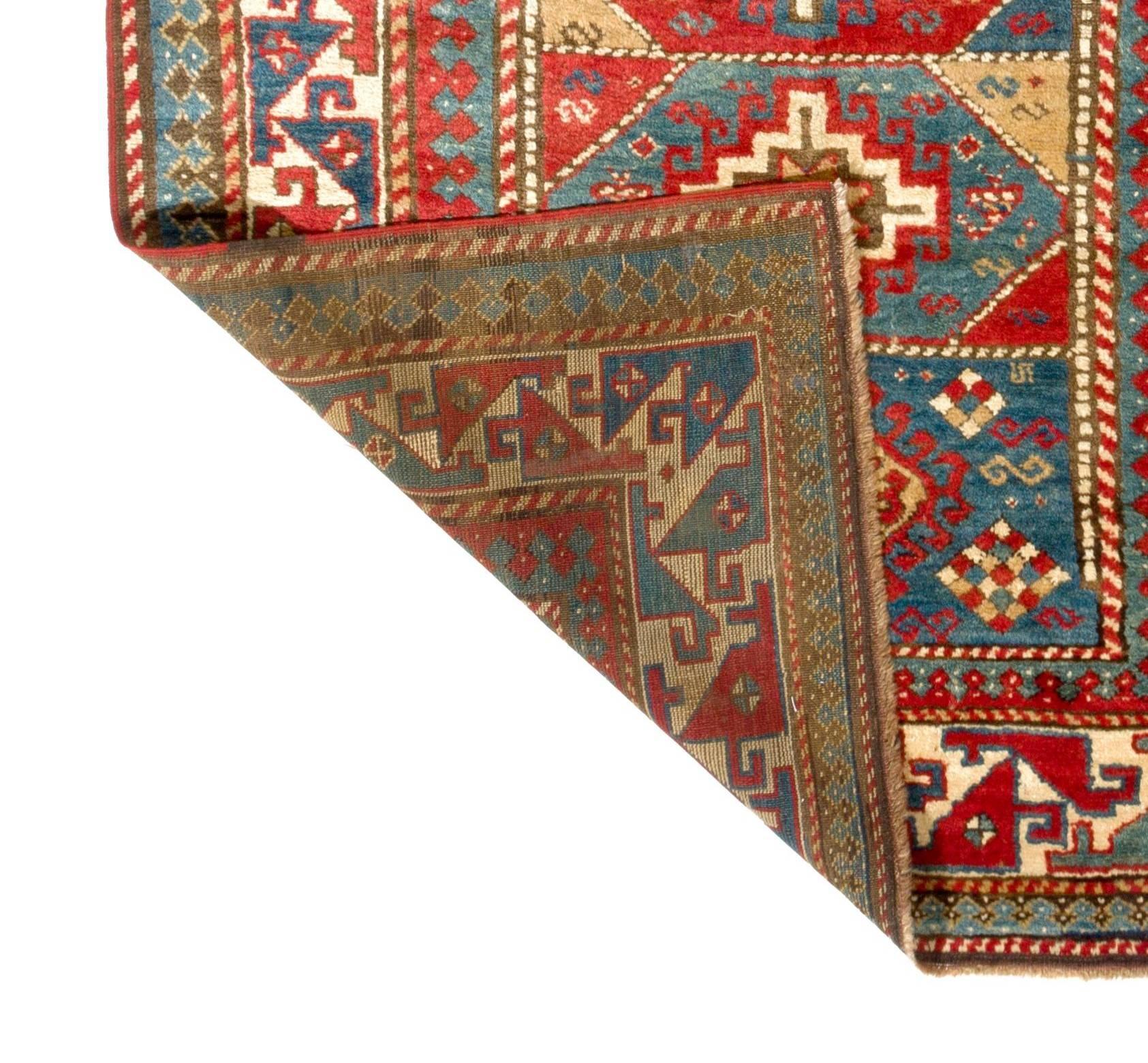Late 19th Century 4x8 Ft Antique Caucasian Moghan Kazak Rug, 19th Century For Sale