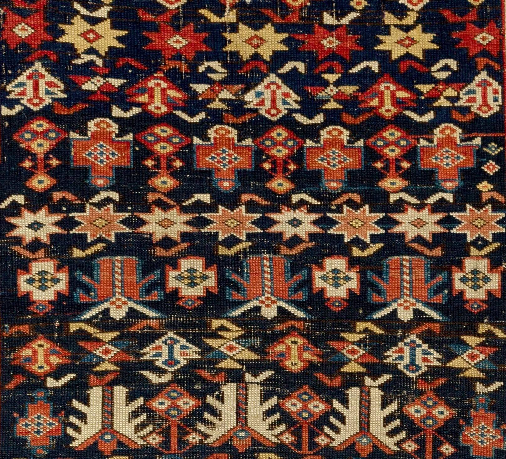 Antique Caucasian shirvan Chi Chi rug.