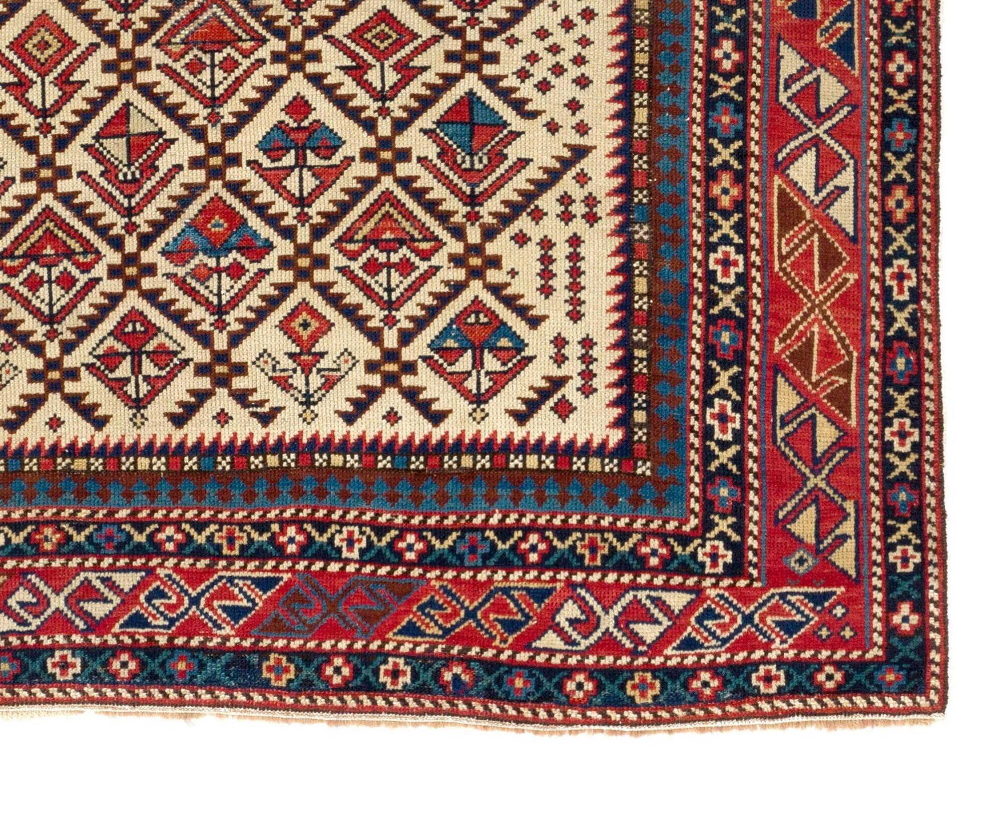 Hand-Knotted Antique Caucasian Daghestan Prayer Rug