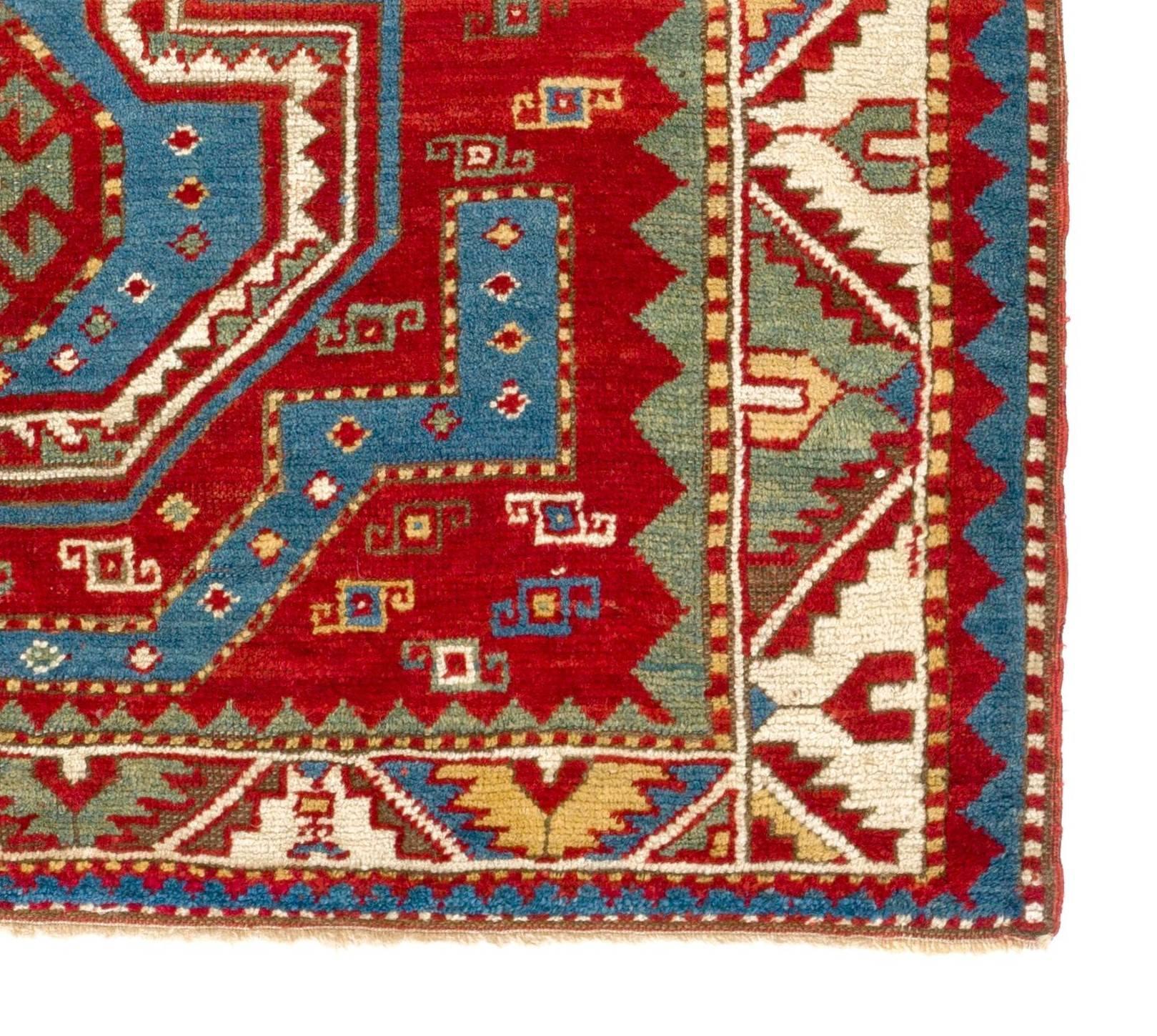 Hand-Knotted Antique Caucasian Fachralo Kazak Rug
