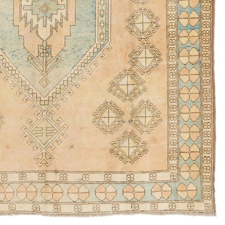 Faded Rose Pink and Aque Blue Color Anatolian Rug at 1stDibs