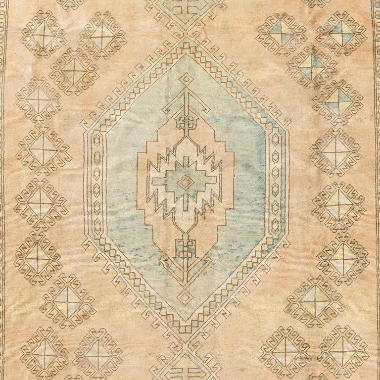 Faded Rose Pink and Aque Blue Color Anatolian Rug at 1stDibs