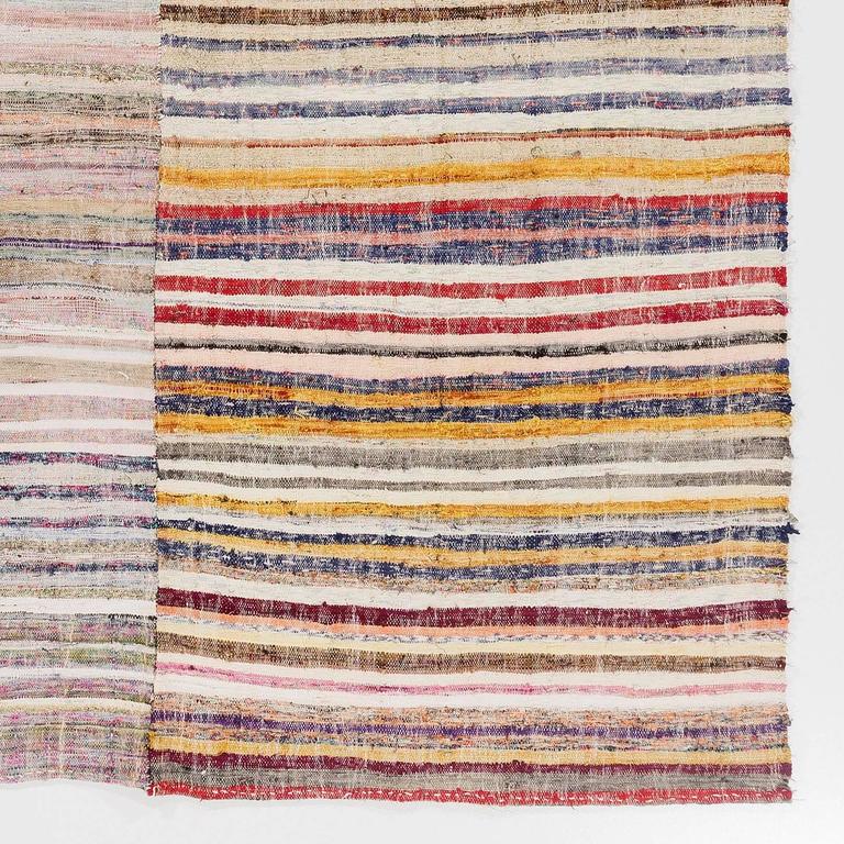 Colorful Vintage Cotton Rag Rug, FlatWeave Kilim For Sale at 1stdibs