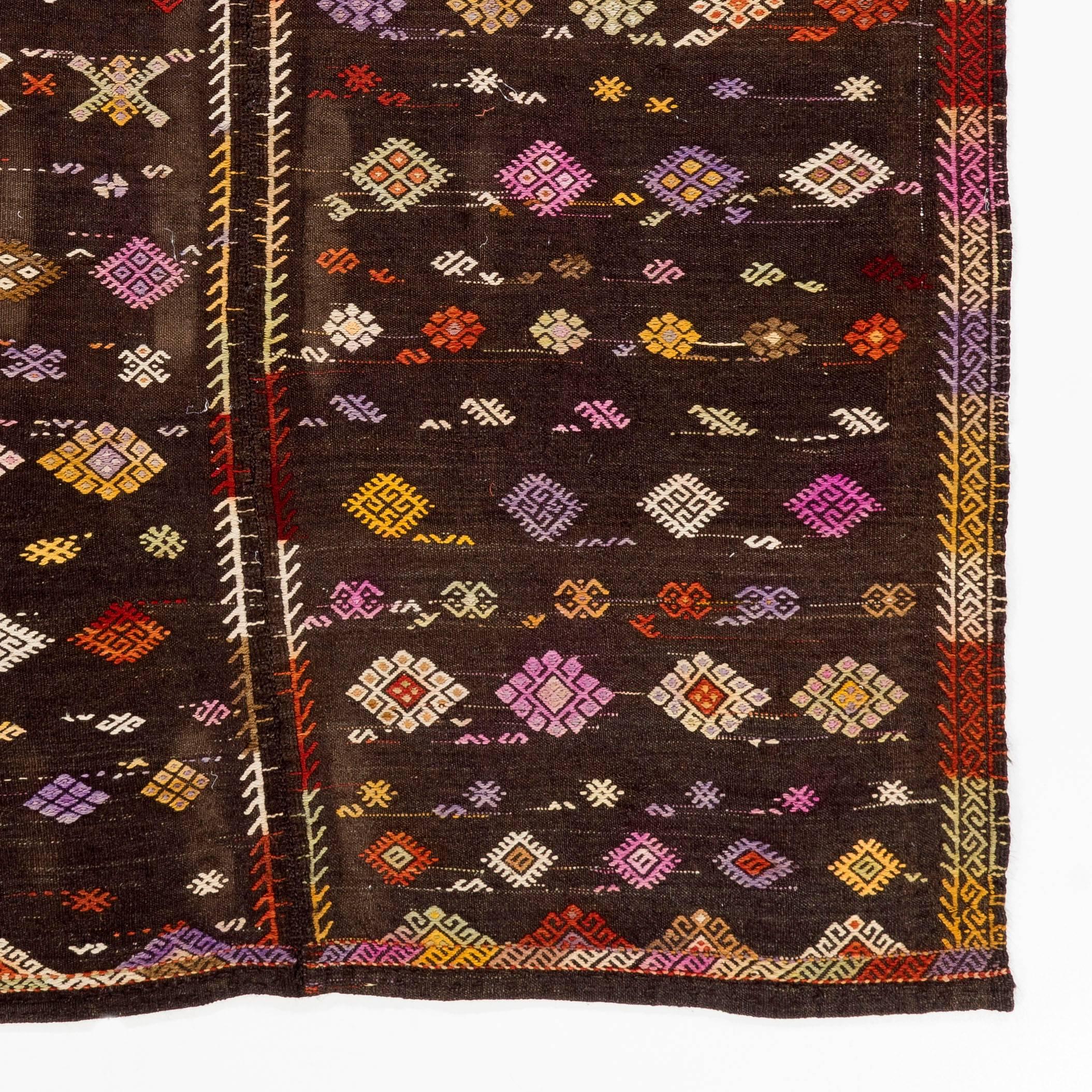 Turkish One of a Kind Anatolian Dowry Kilim, Vintage Flat-Weave Rug