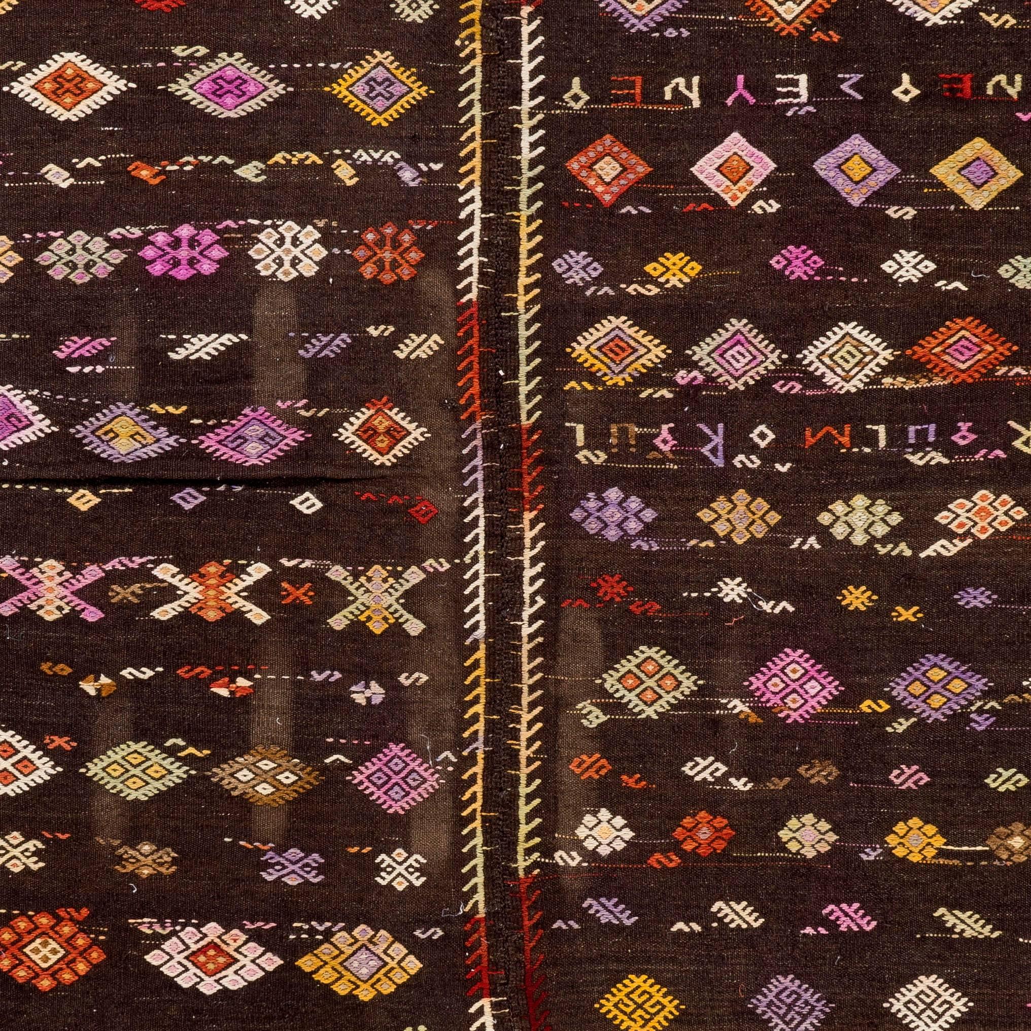 Hand-Woven One of a Kind Anatolian Dowry Kilim, Vintage Flat-Weave Rug