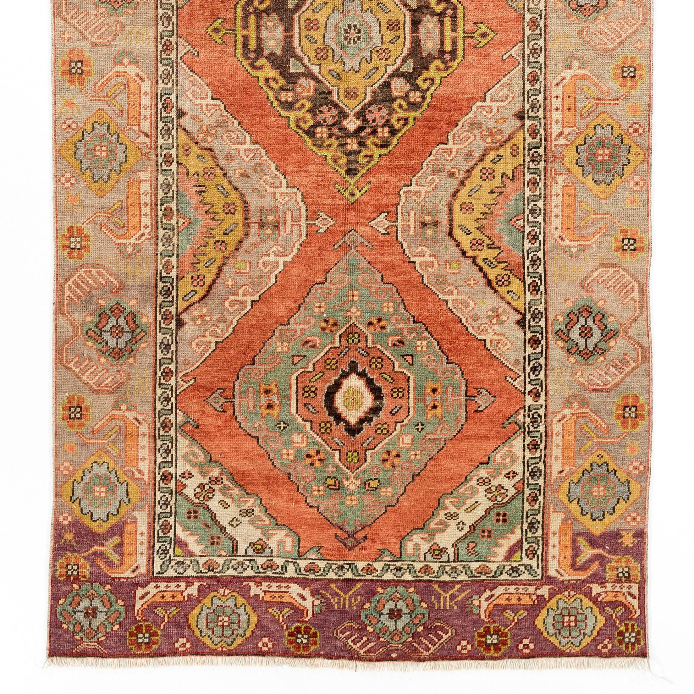 Hand-Knotted Antique Turkish Oushak Runner