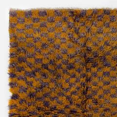 Checkered Midcentury "Tulu" Rug in Yellow and Lilac Colors