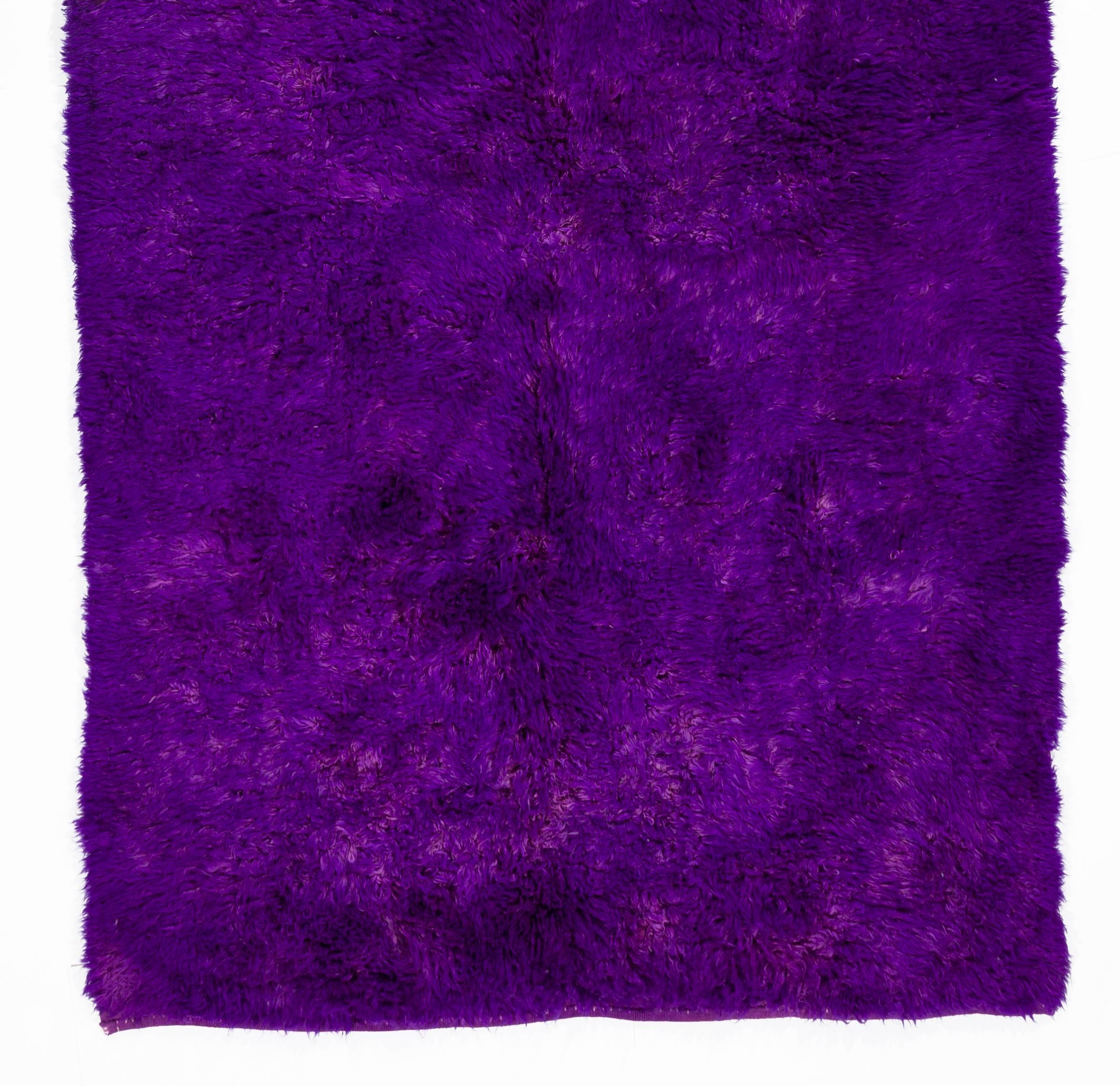 Minimalist Solid Purple Color Vintage Tulu Rug