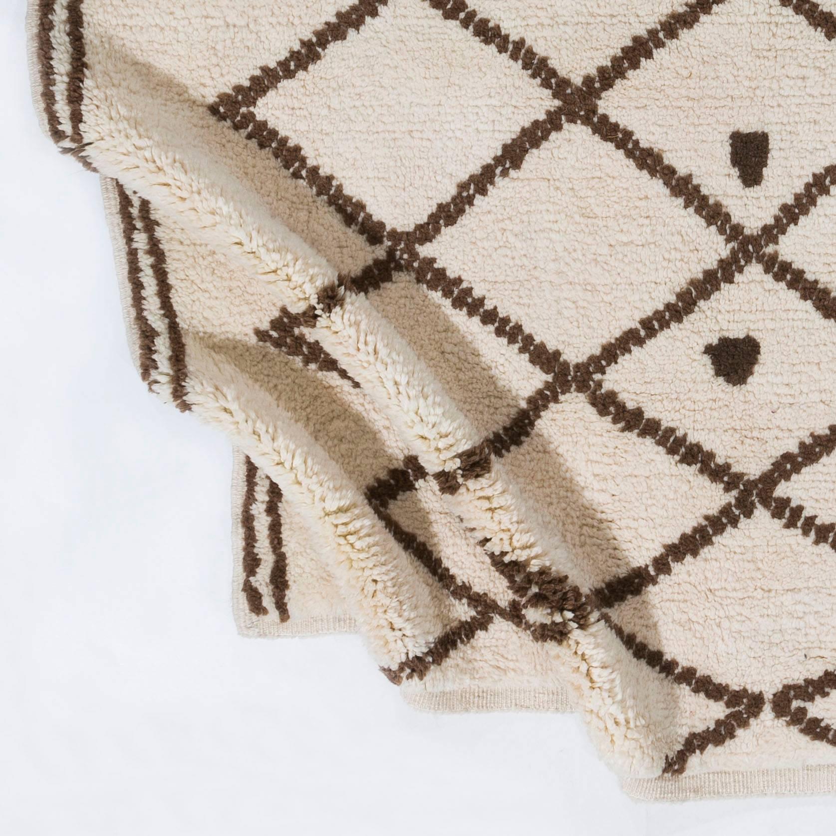 Scandinavian Modern Moroccan Shaggy Wool Rug. Square Handmade Tulu Carpet. Custom Options Available For Sale