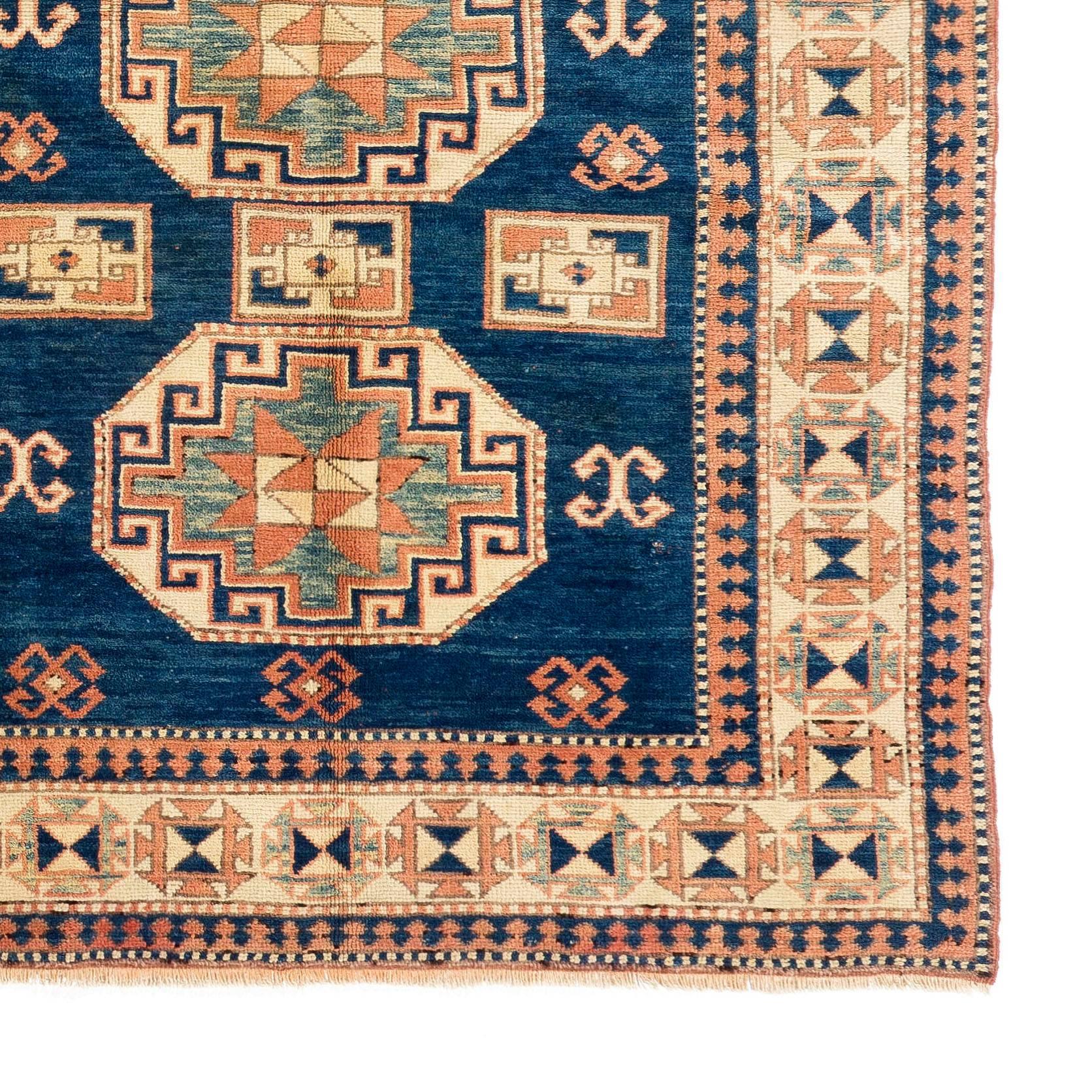 Hand-Knotted Vintage Caucasian Kazak Rug