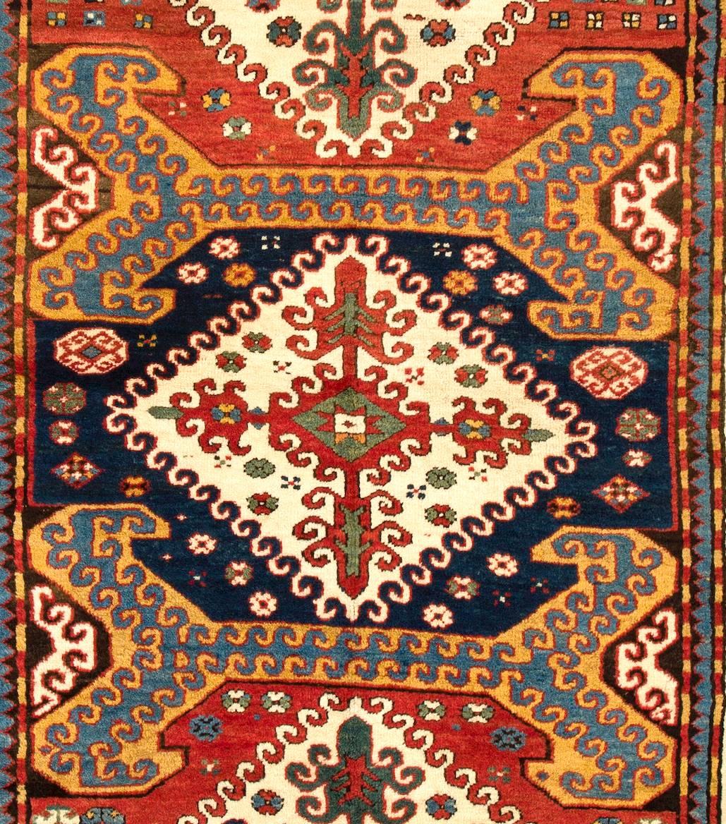 Hand-Knotted Exceptional Antique Caucasian Karabagh Chelaberd Rug