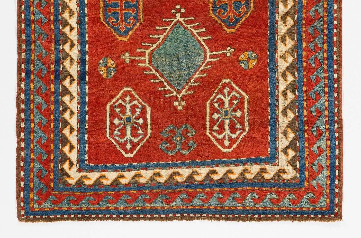 Hand-Knotted Antique Caucasian Bordjalou Kazak Rug, circa 1880