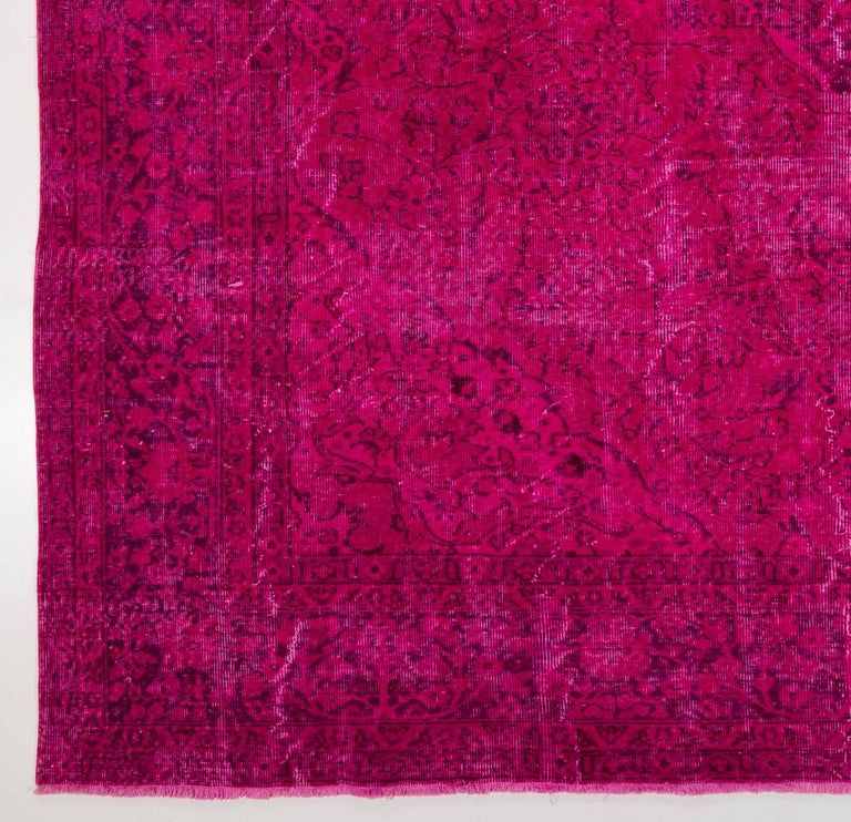 Vintage Oriental Rug Overdyed in Hot Fuchsia Pink Color at 1stDibs