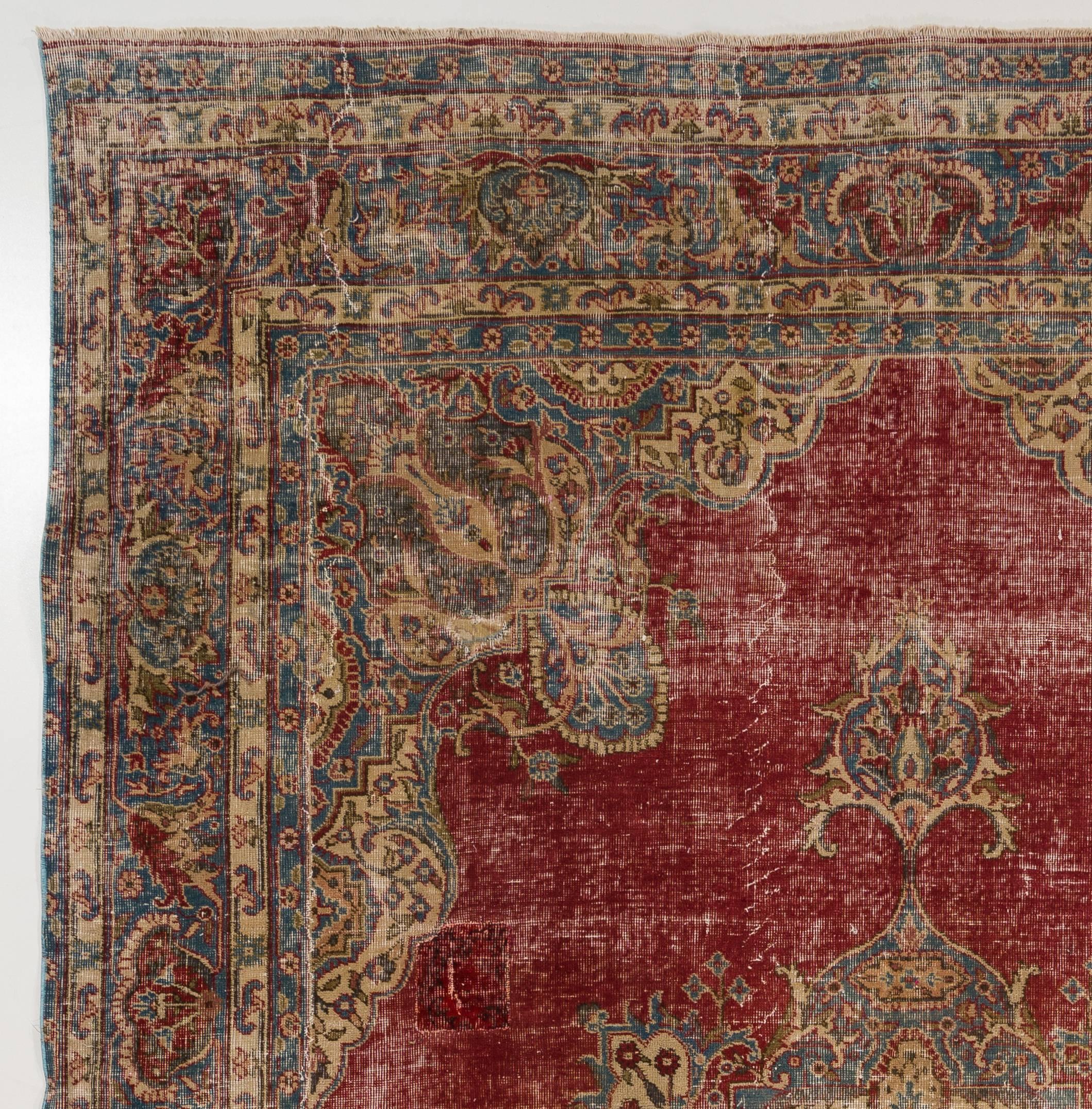 Distressed vintage Turkish rug.