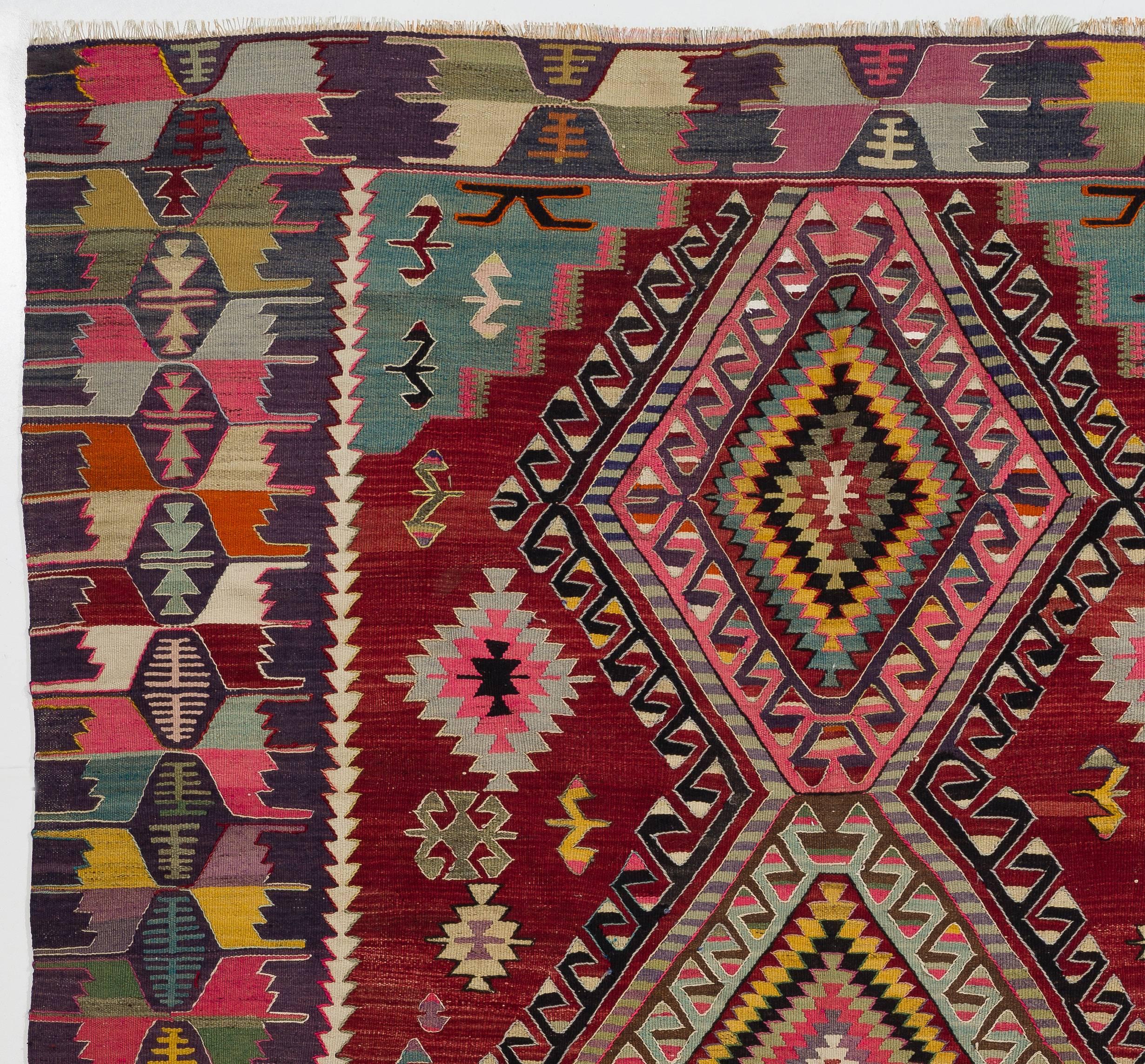 Turkish Dazzling Vintage Anatolian Kilim, Flat-Weave Rug
