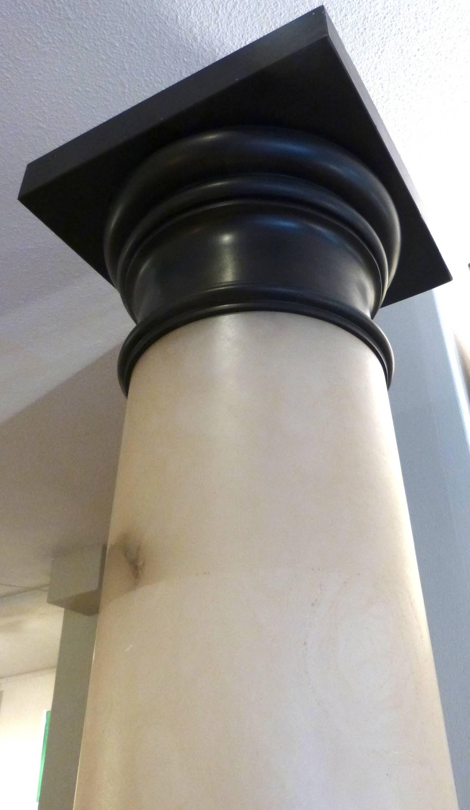 Neoclassical Alabaster Column with Base and Top in Painted Stucco circa 1970 For Sale
