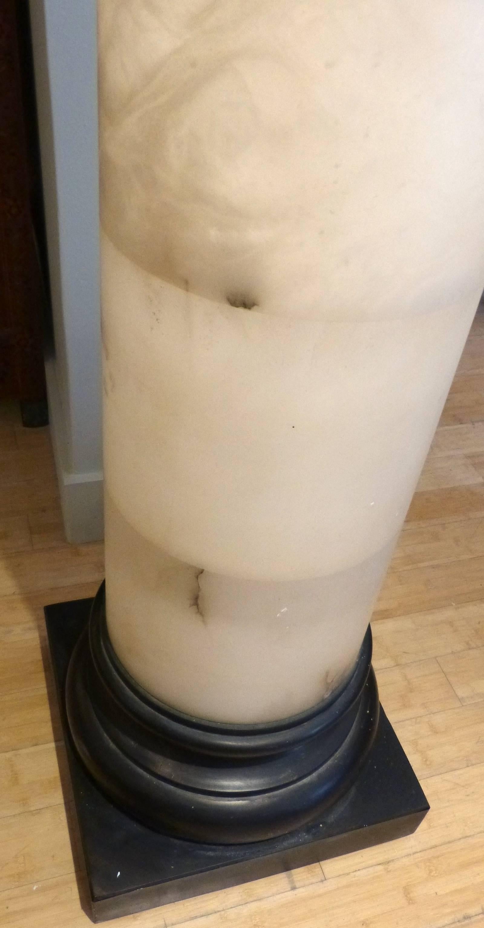 20th Century Alabaster Column with Base and Top in Painted Stucco circa 1970 For Sale