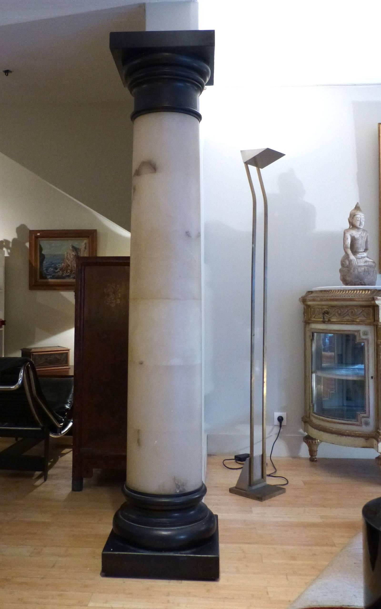 Alabaster Column with Base and Top in Painted Stucco circa 1970 For Sale 3