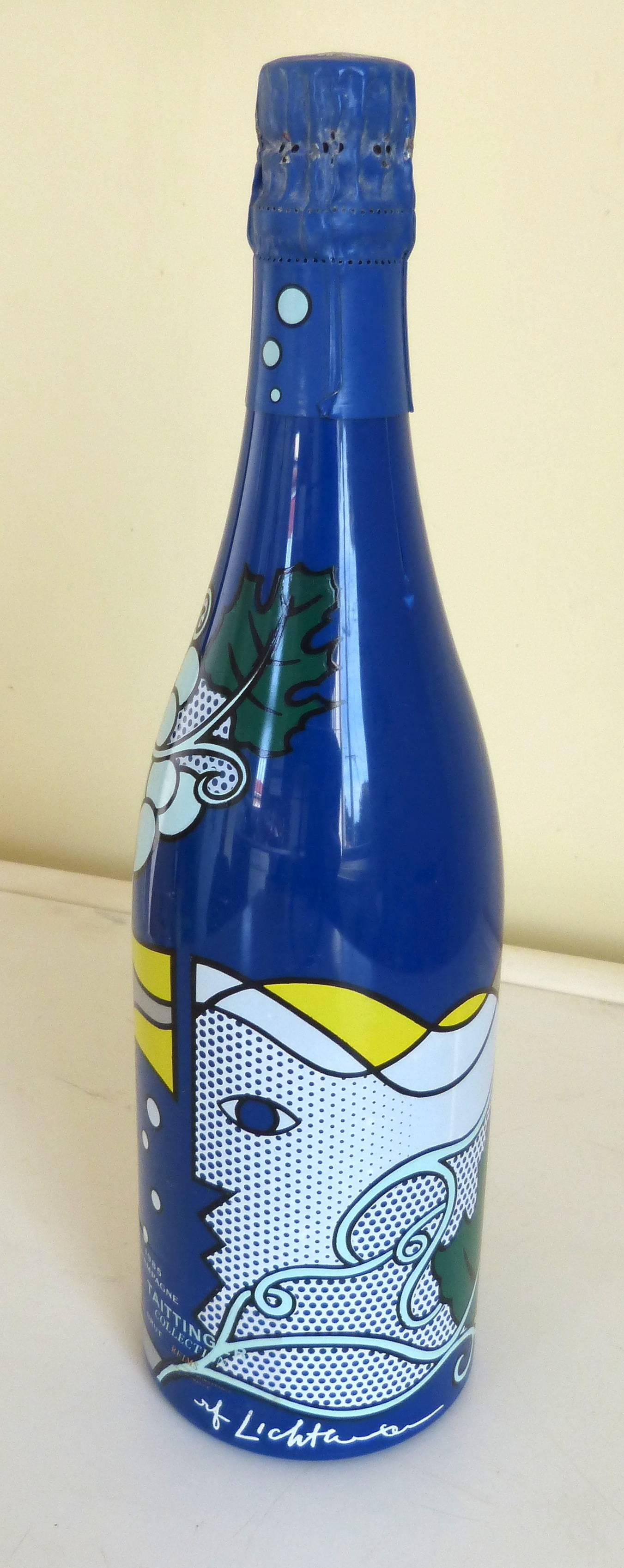 Original Roy Lichtenstein Champagne Bottle for  Taittinger Collection 1985 In Good Condition For Sale In Biarritz, FR