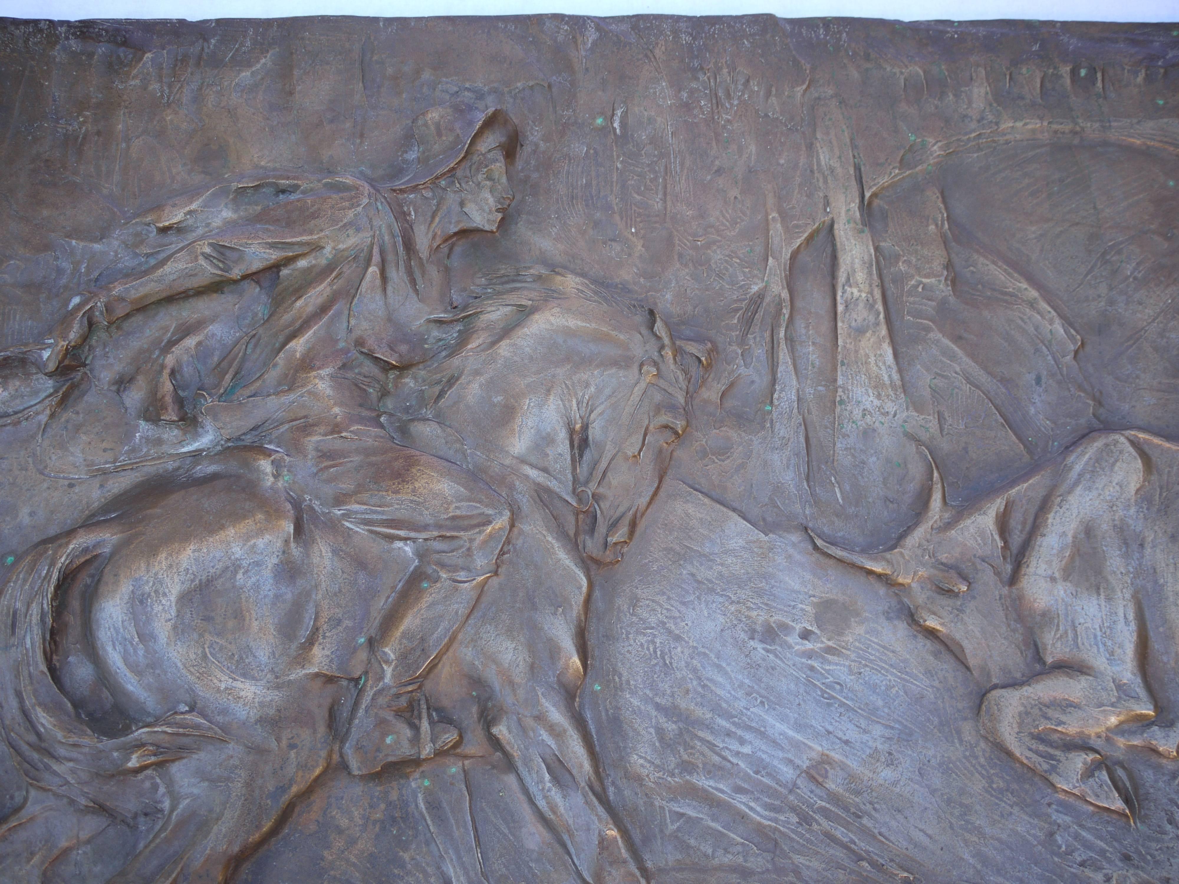 Italian Bronze Bas Relief by Raffaello Romanelli, Italy, 1890 For Sale