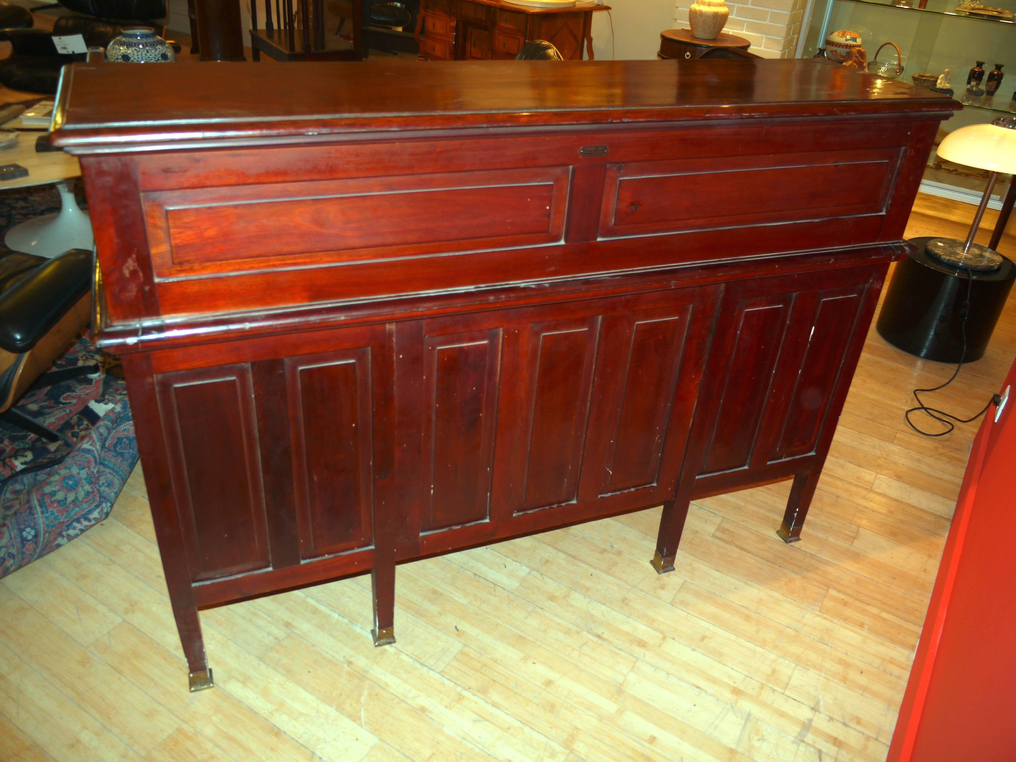 Mahogany American Partner's Cylinder Desk in solid wood and veneers mahogany  For Sale