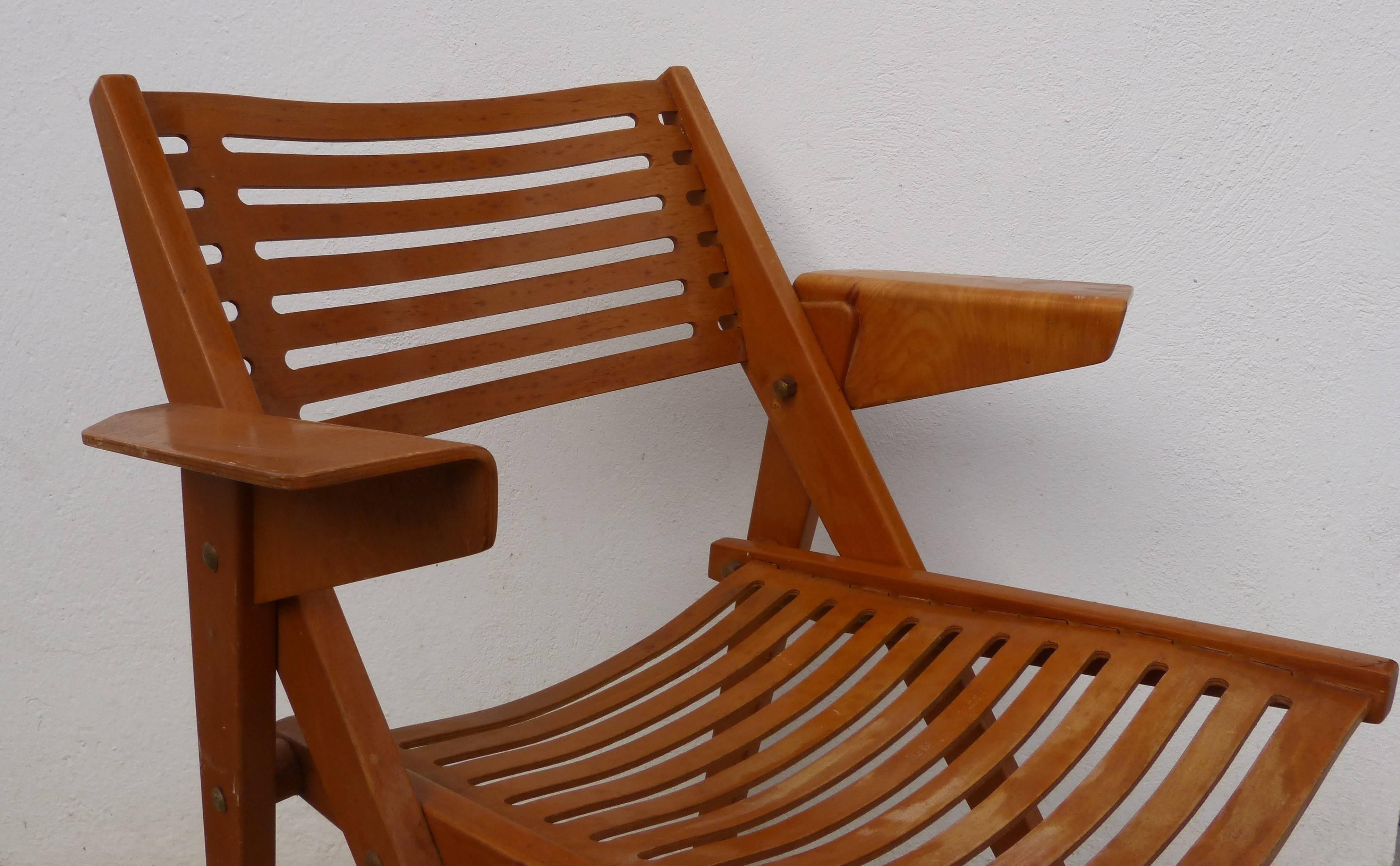 Slovenian Folding Rex Chair by Niko Kralj, Manufactured by Thonet, France, 1952 In Good Condition In Biarritz, FR