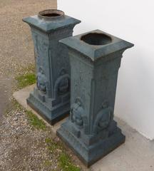 Pair of Garden Pedestals in Iron Cast, Late 19th, France