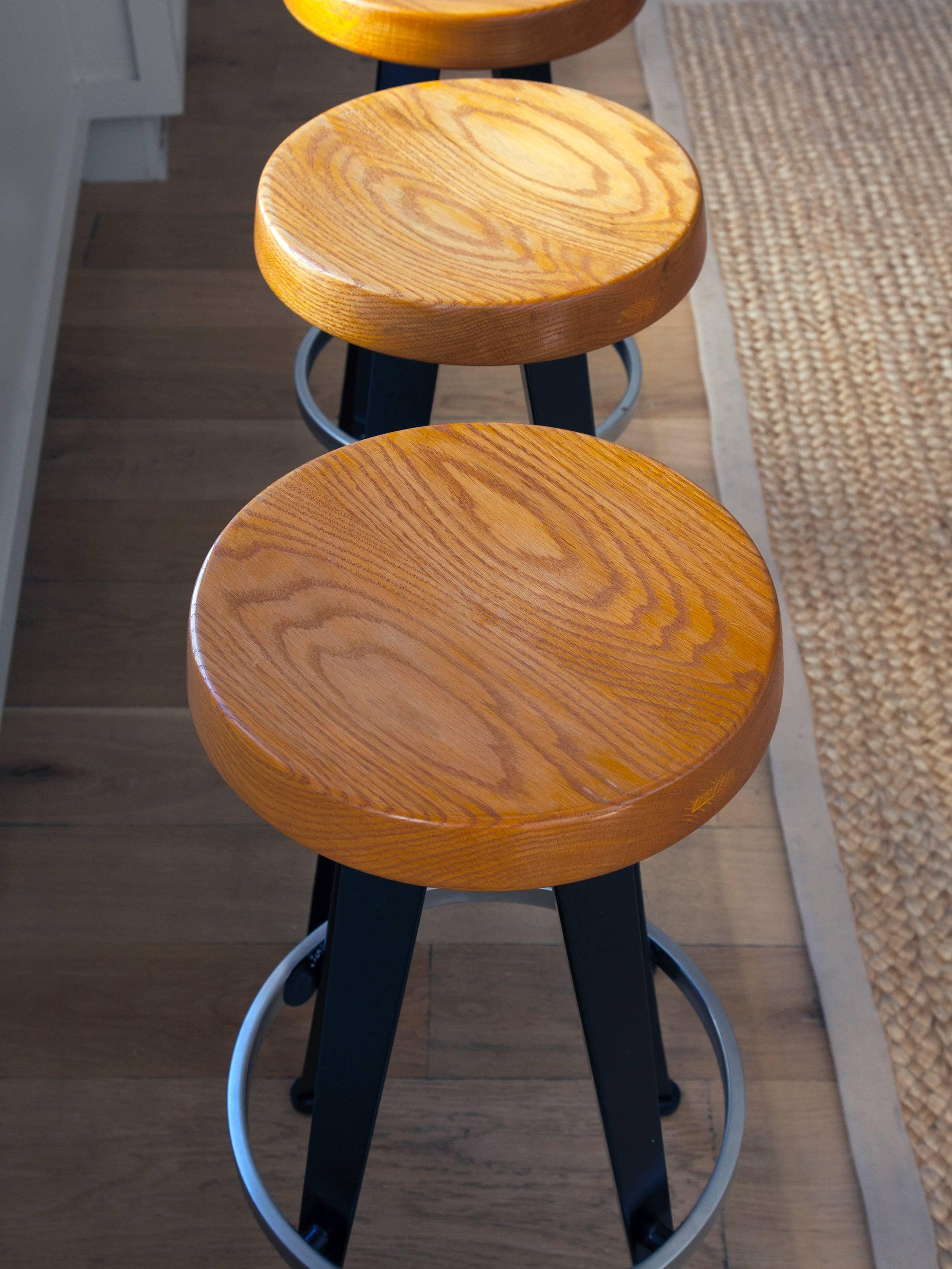 Set of Three Stools After Jean Prouvé In Excellent Condition In Brooklyn, NY