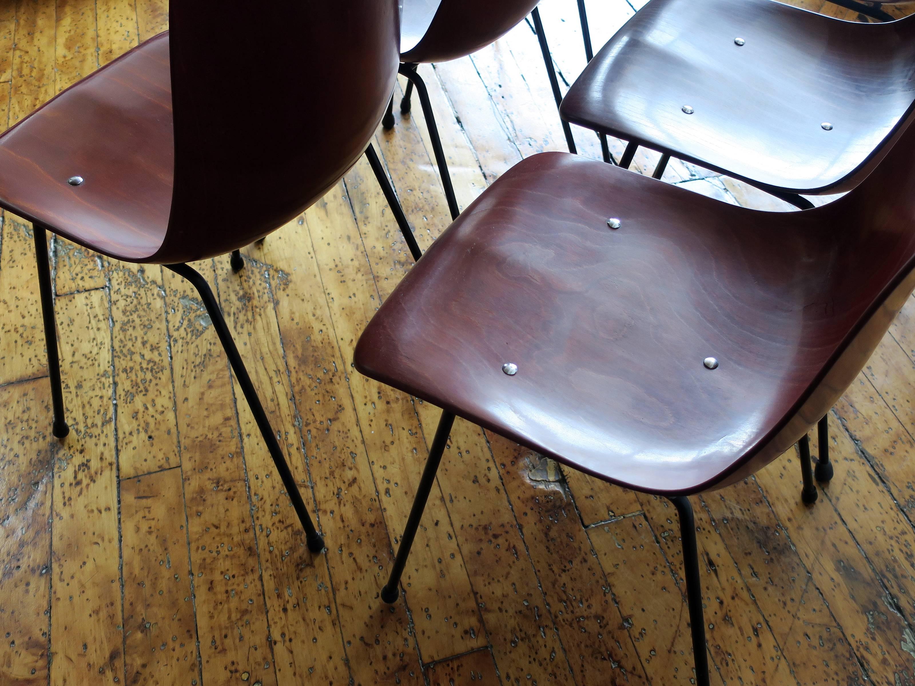 Steel Pierre Paulin Set of Six CM131 Dining Chairs, circa 1954