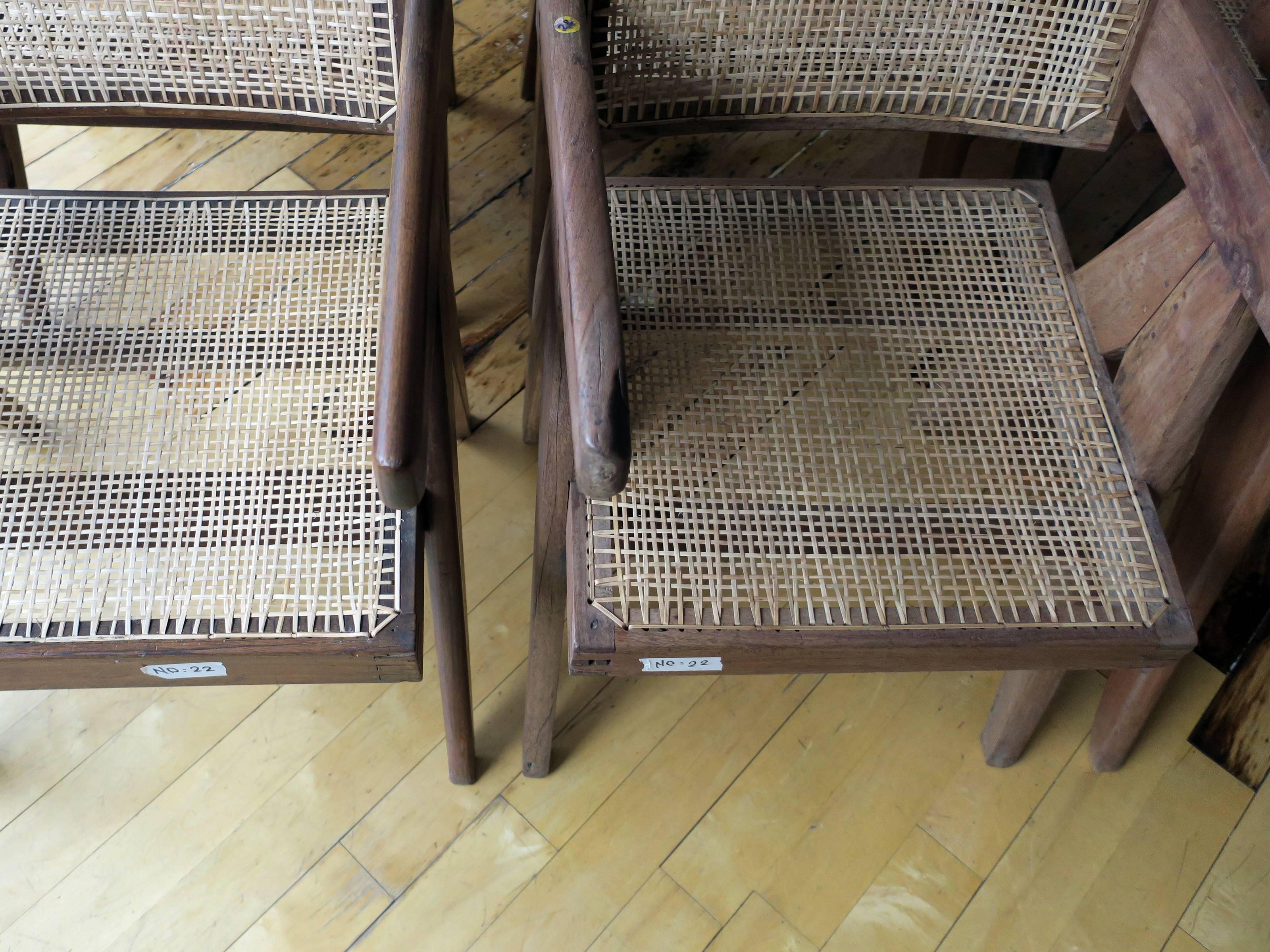 Mid-Century Modern Pierre Jeanneret Set of Six Floating Back Armchairs