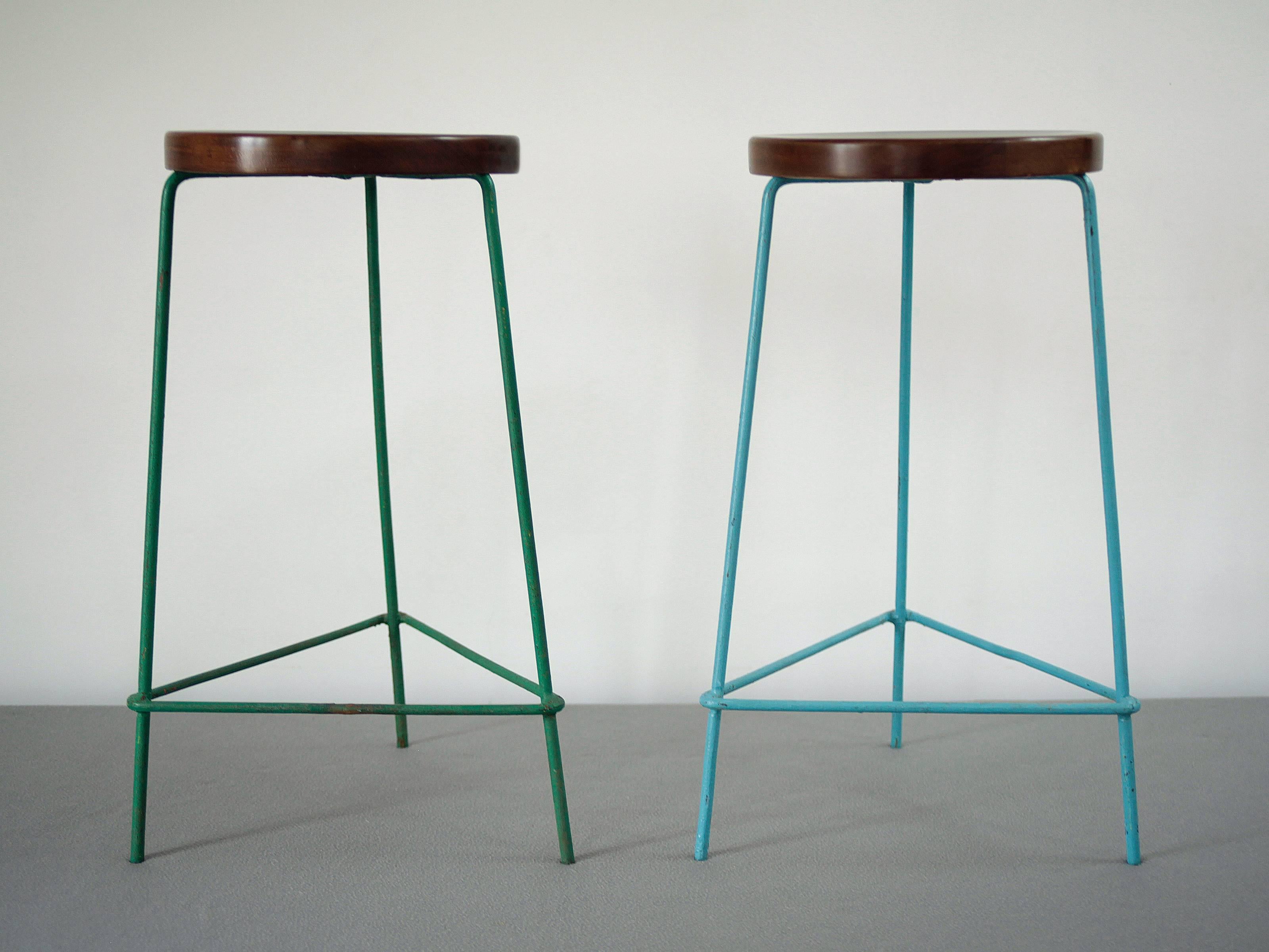 Mid-Century Modern Set of Four Stools from the College of Architecture by Pierre Jeanneret