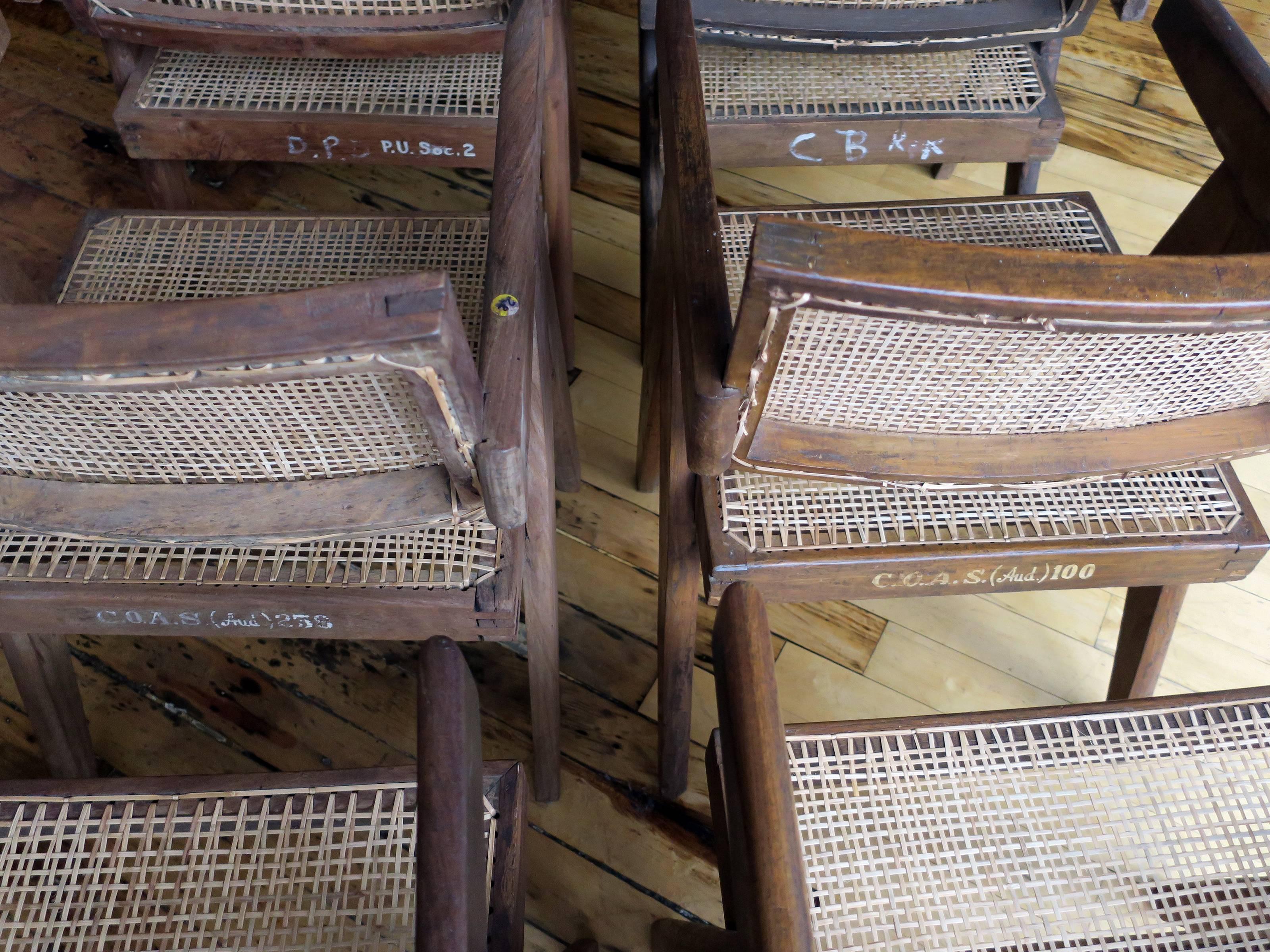 Pierre Jeanneret Set of Six Floating Back Armchairs In Excellent Condition In Brooklyn, NY