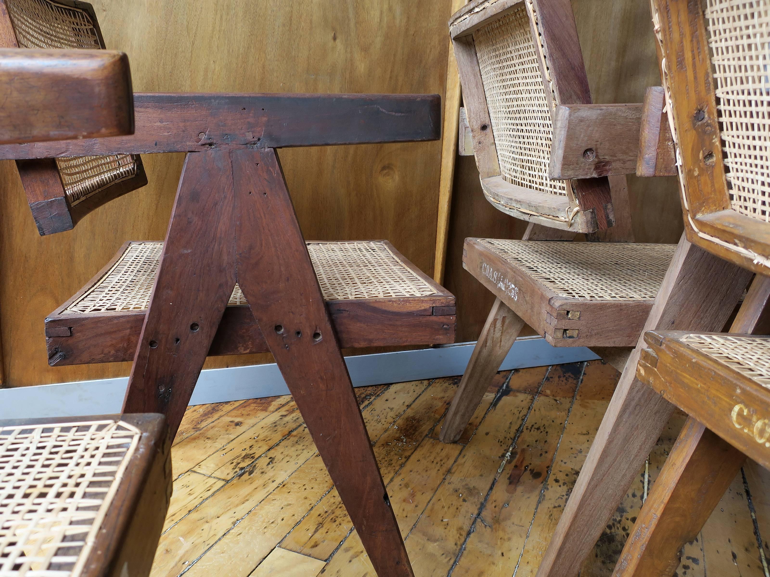 20th Century Pierre Jeanneret Set of Six Floating Back Armchairs