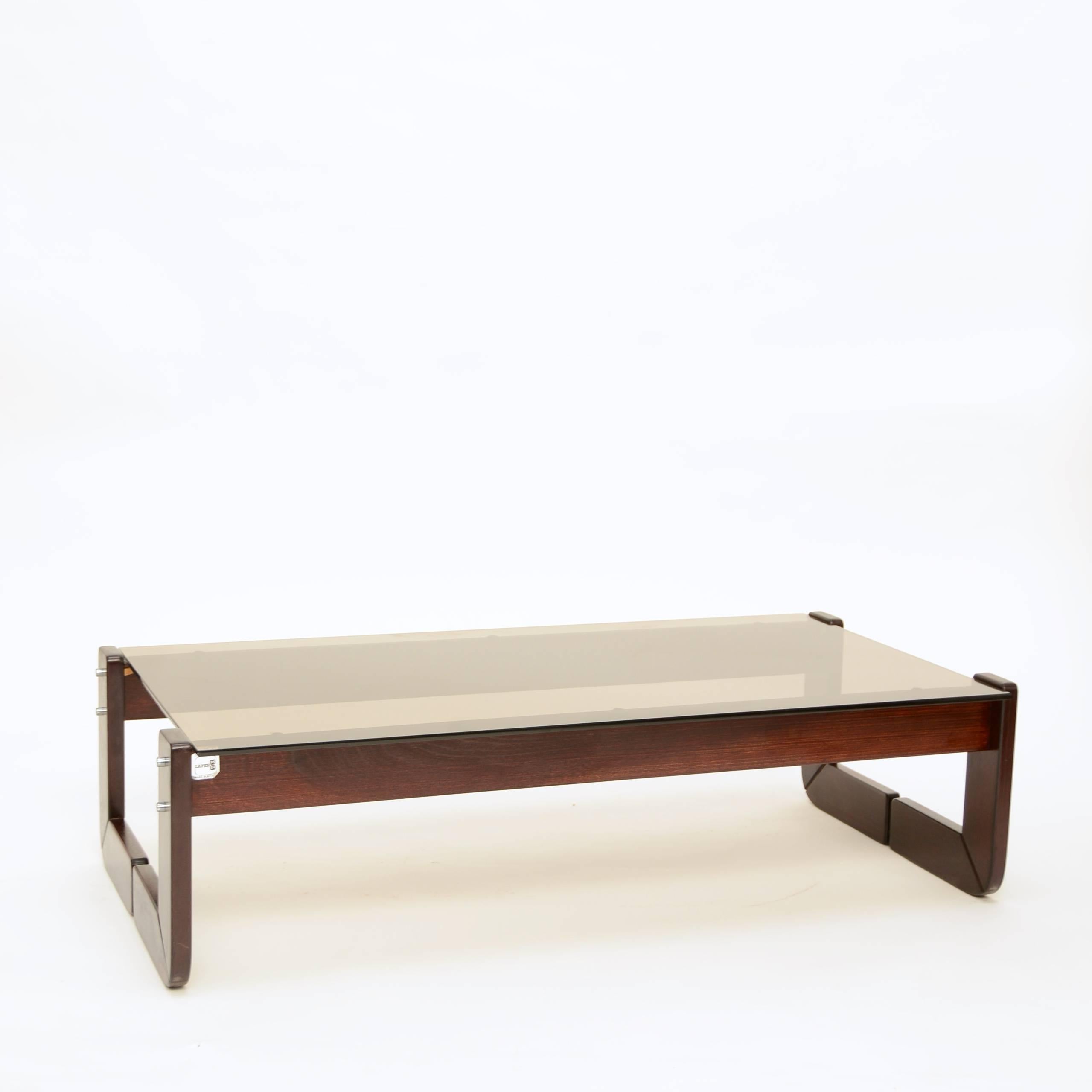 Organic Modern Percival Lafer Rosewood and Smoked Glass Coffee Table