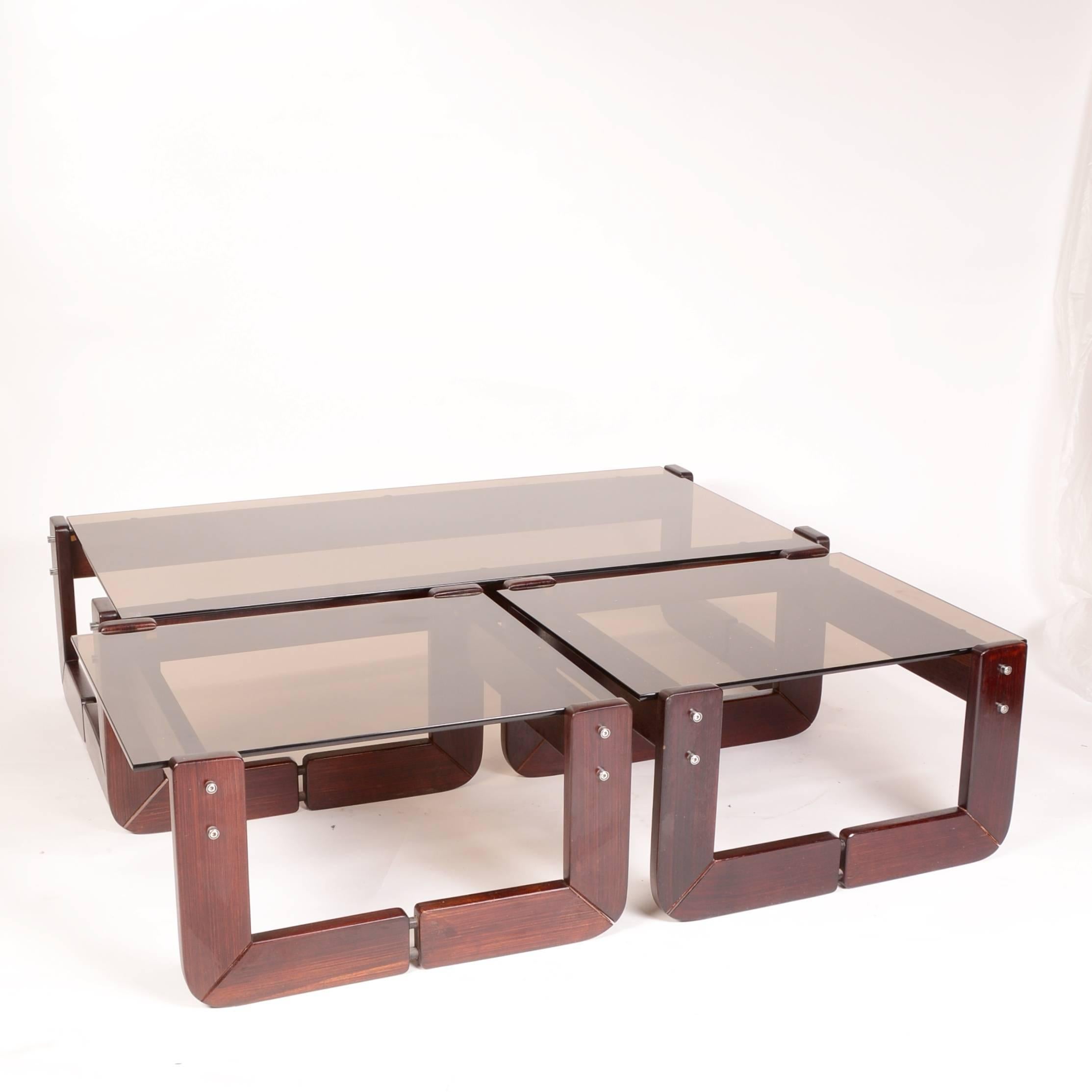 Percival Lafer Rosewood and Smoked Glass Coffee Table 3