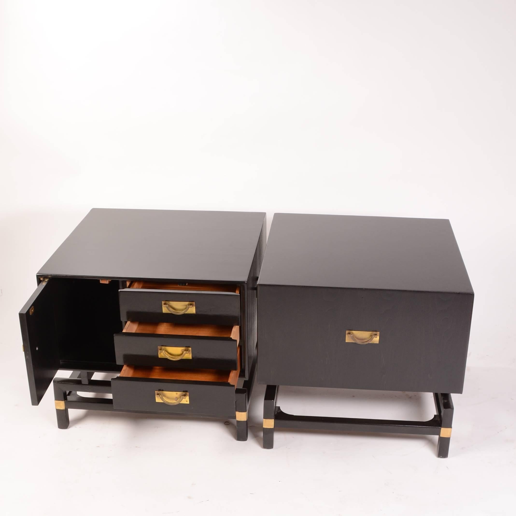 Modern Pair of Ebony Walnut Cabinets/End Tables, by the Hickory Co