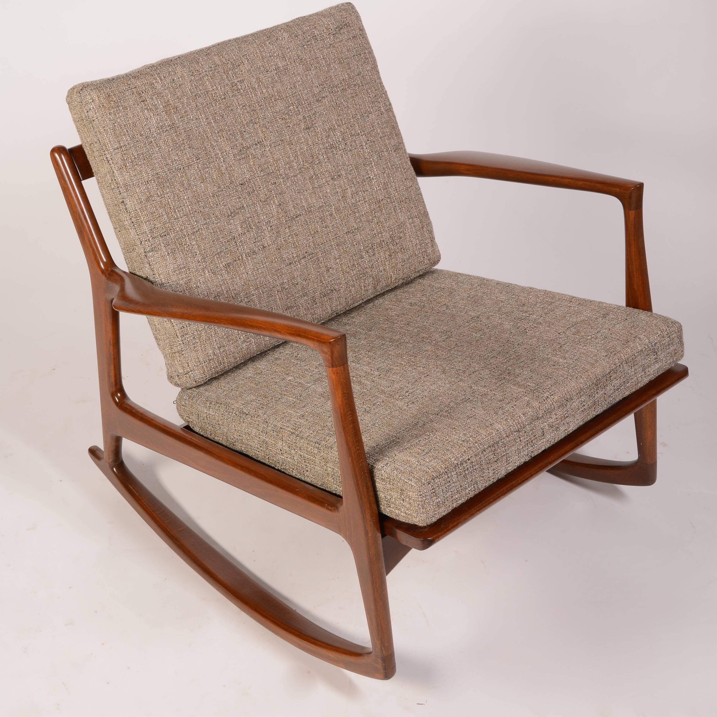 Walnut Rocking Chair by Ib Kofod-Larsen for Selig, Restored