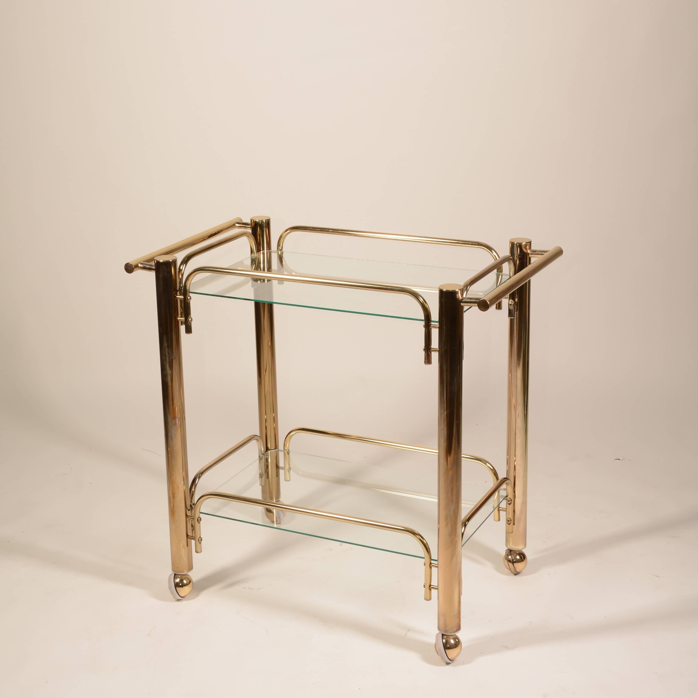 Italian Brass and Glass Tea Cart Bar 2