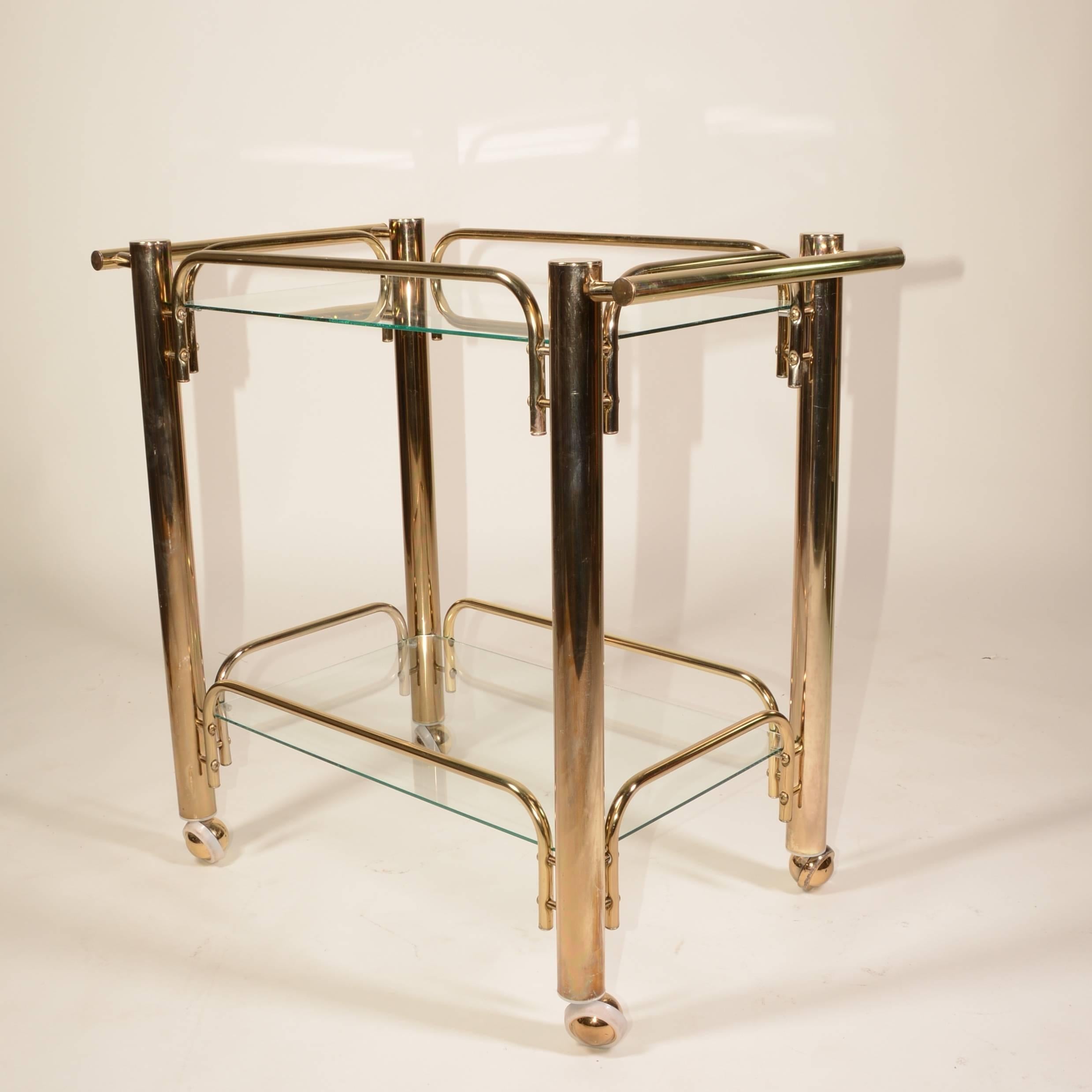 Italian Brass and Glass Tea Cart Bar 3