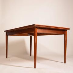 Large Danish Modern Draw Leaf Dining Table in Teak