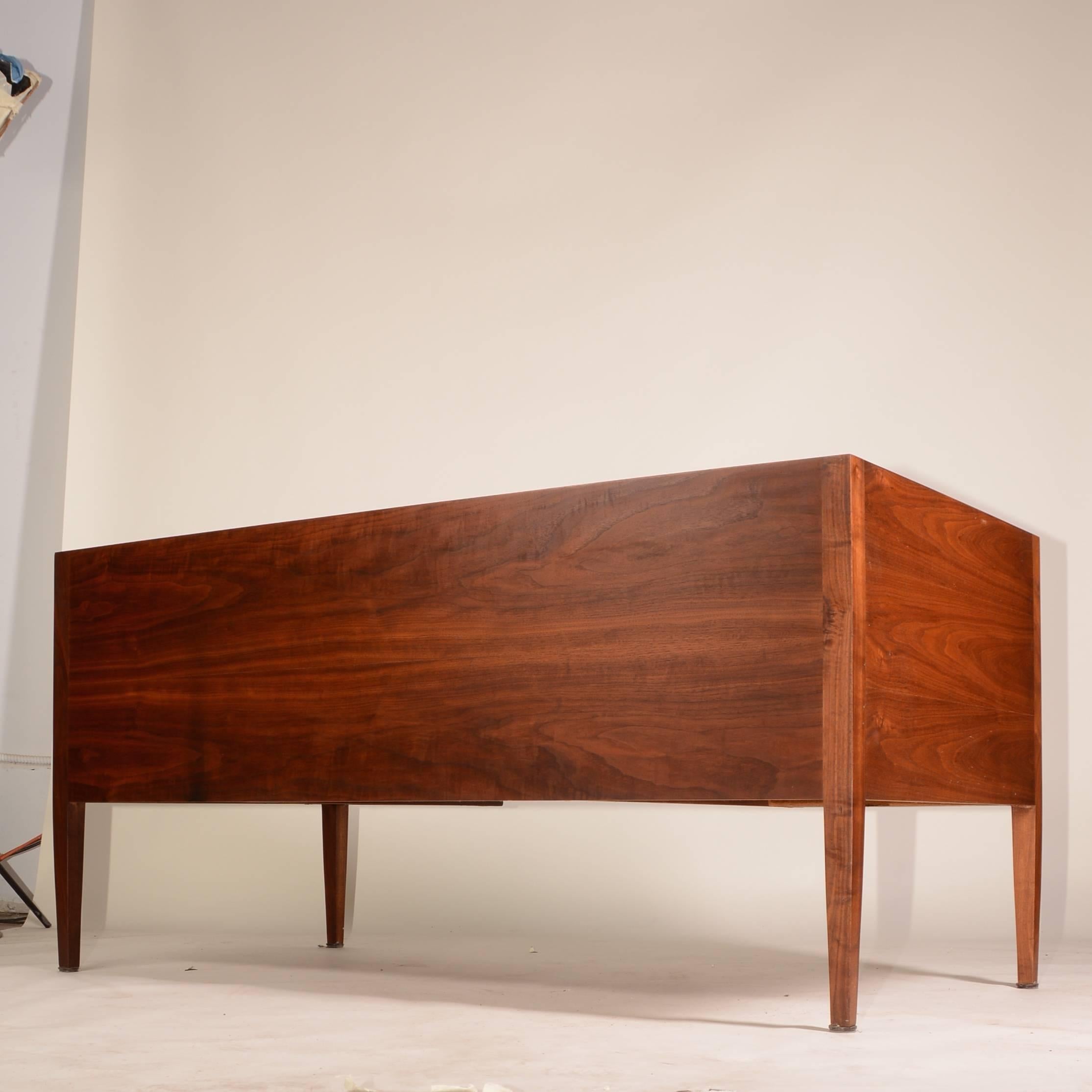 French Modern Walnut Executive Desk In Excellent Condition In Los Angeles, CA