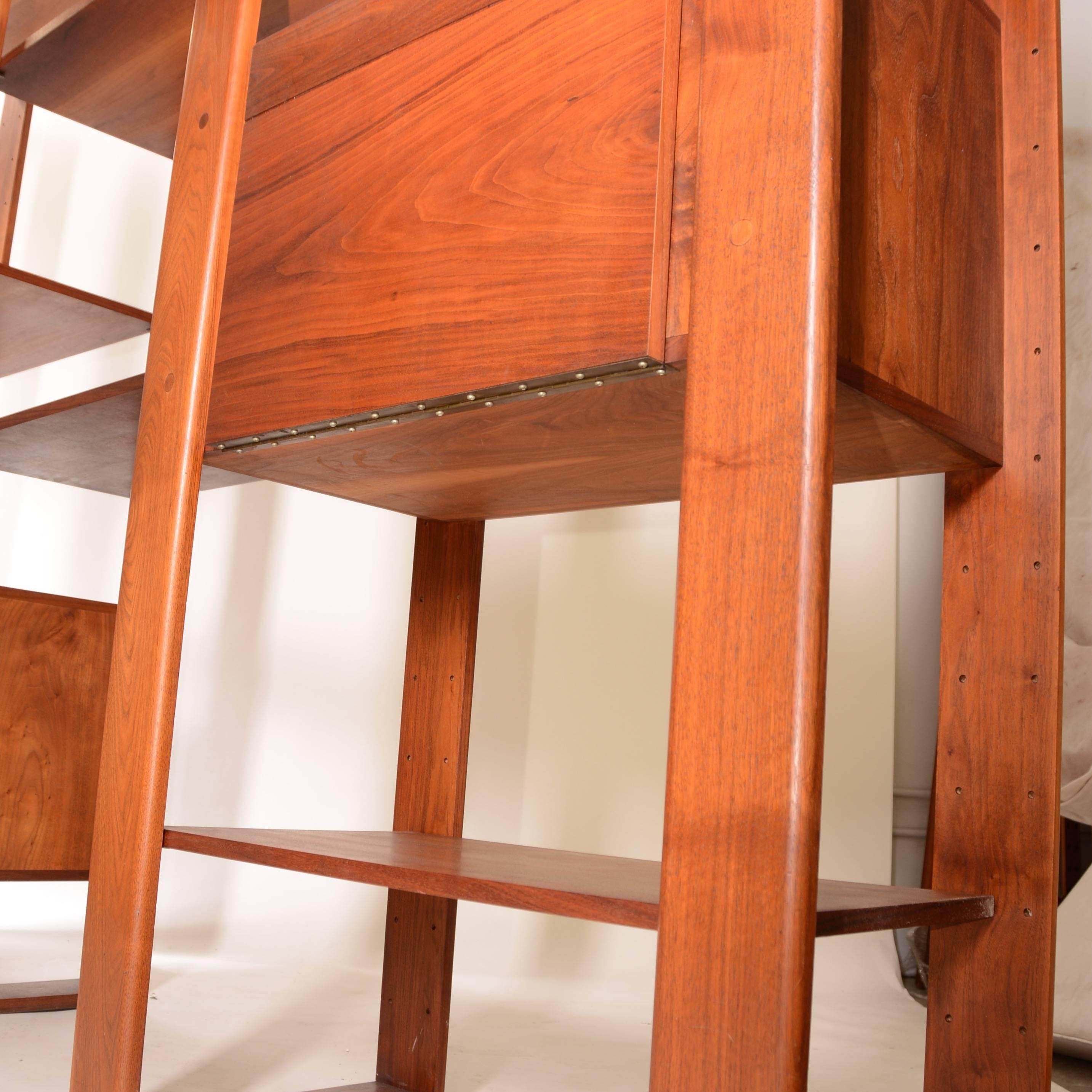 Late 20th Century Lou Hodges Walnut Freestanding Wall Unit Shelving System