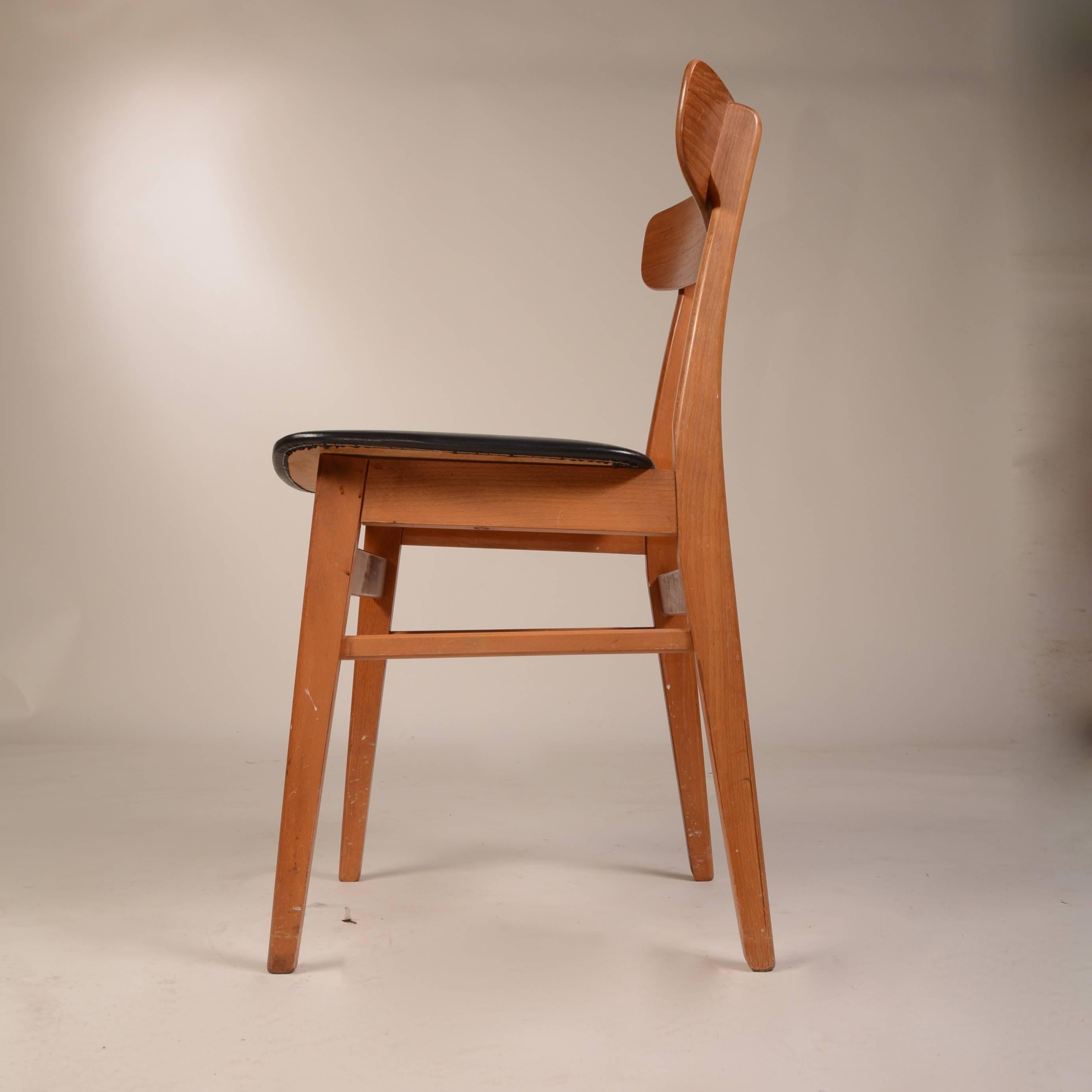 Set of Four Teak and Birch Danish Dining Chairs For Sale 4