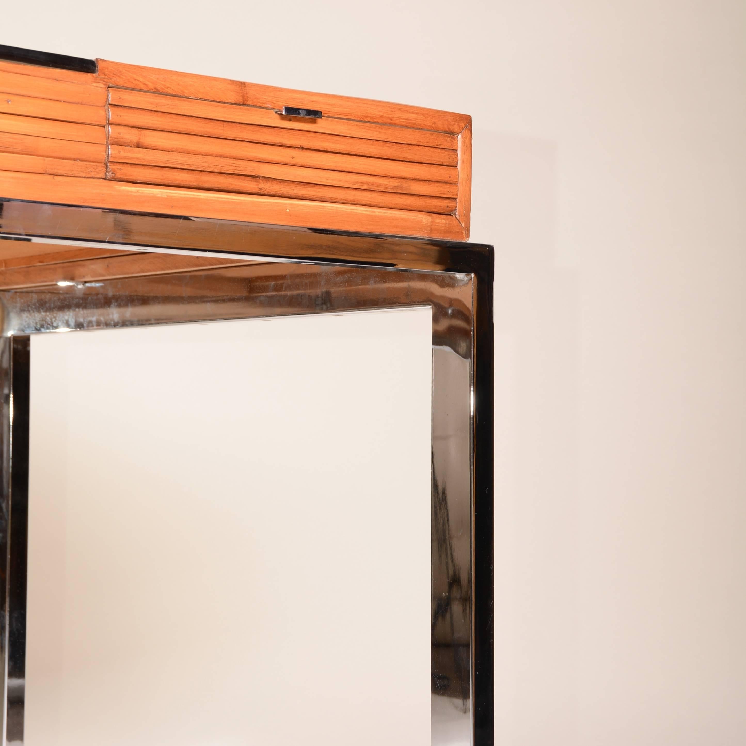 Late 20th Century Milo Baughman Bamboo and Chrome Desk