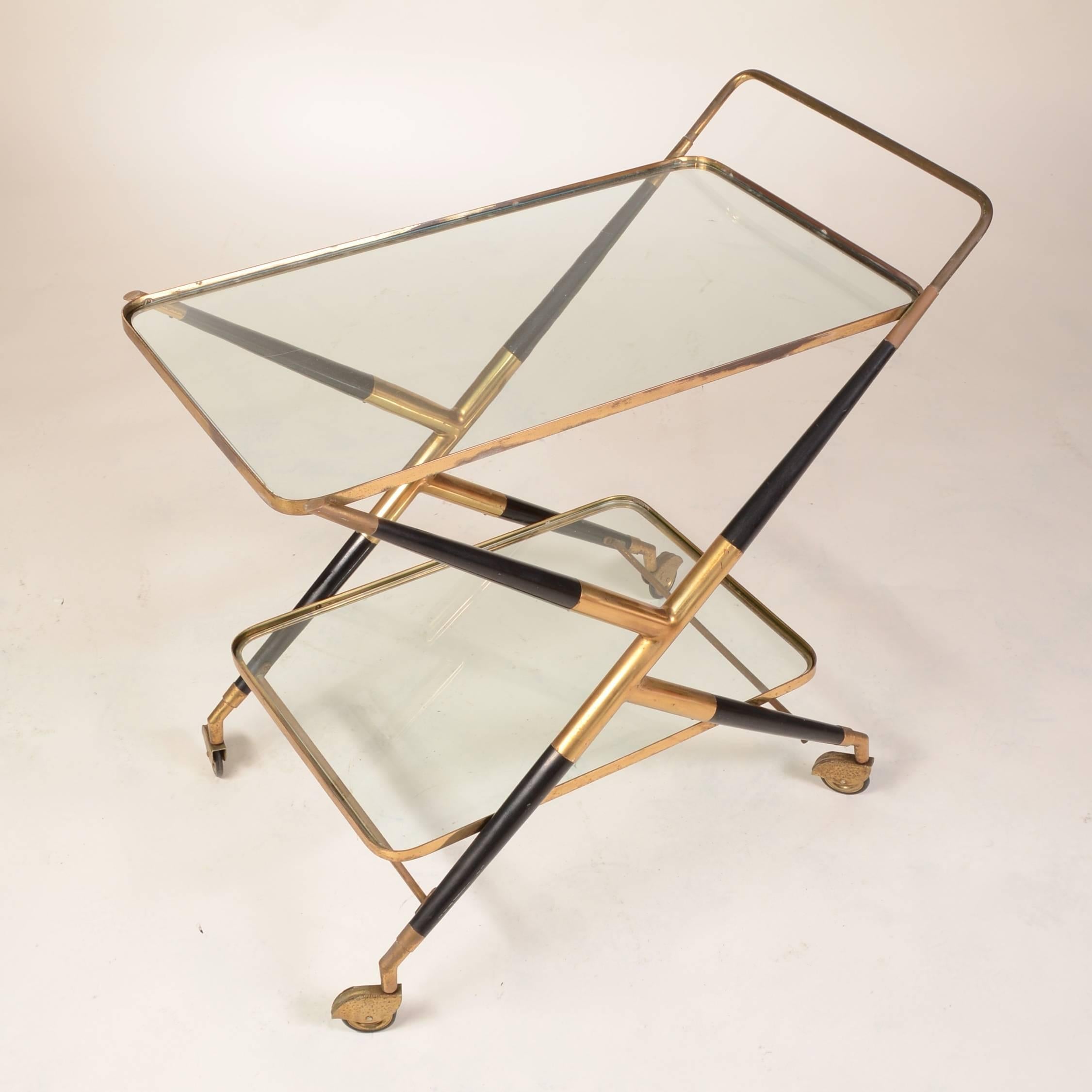 Italian Cesare Lacca Brass Bar Cart